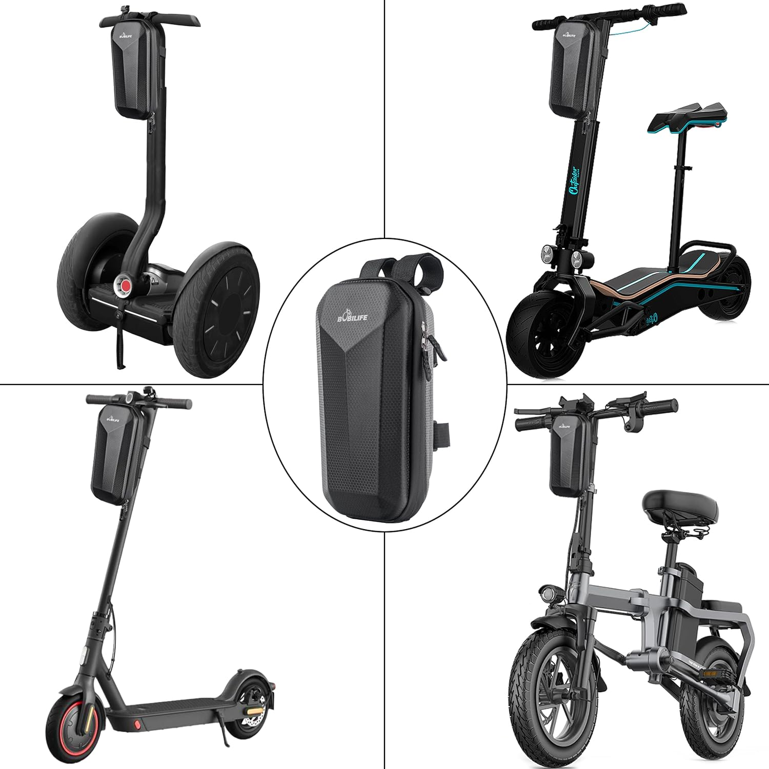 Bike and Scooter Handlebar Bag - Front Bar Hanging Bag Waterproof EVA Hard Shell Storage Bag Compatible with All Kinds of Scooters, Mountain Bikes, Road Bikes, E-Bikes, Motorcycles image number 1