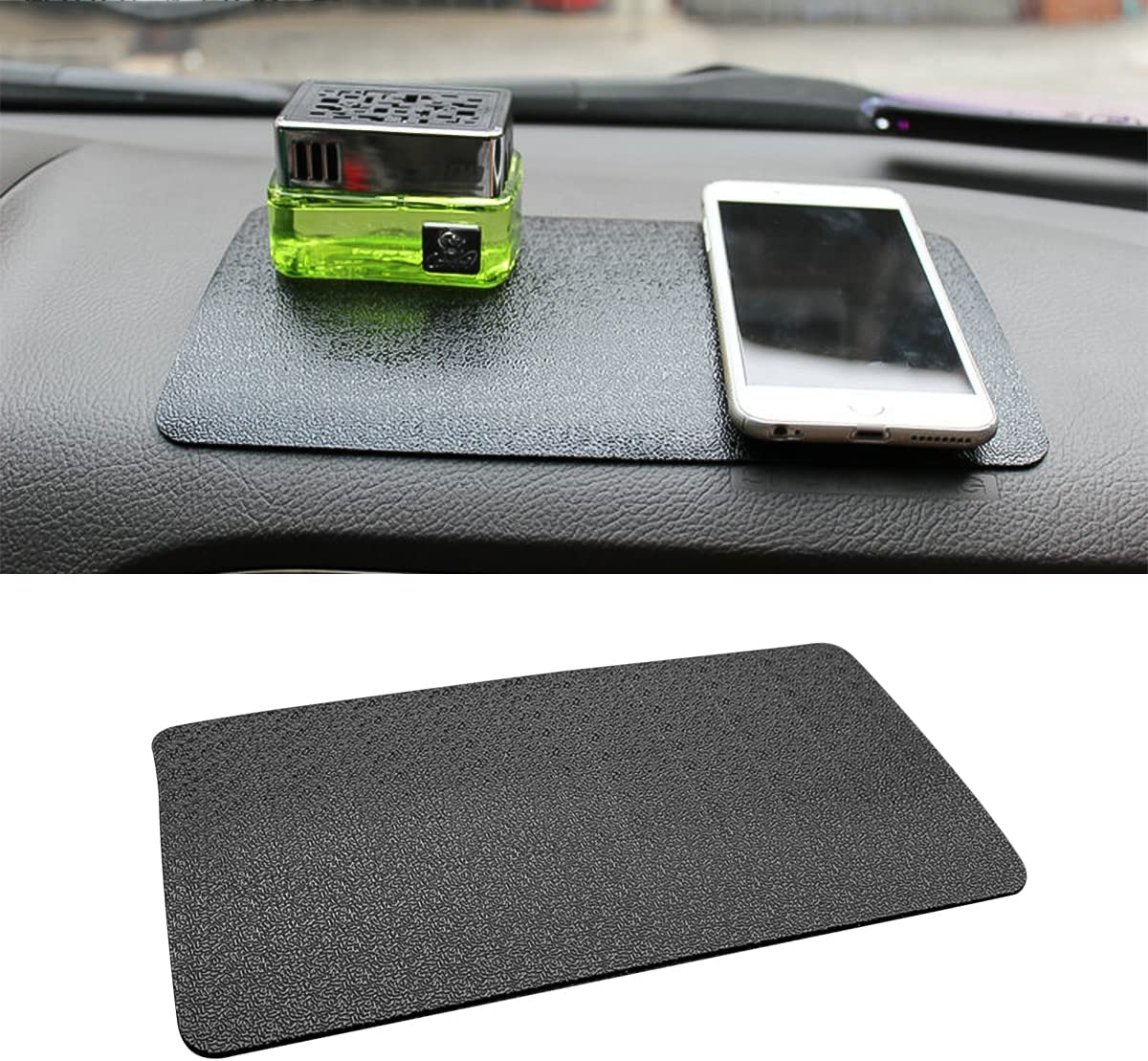 Car Dashboard Anti-Slip Rubber Pad, 10.6"X 5.9" Universal Non-Slip Car Magic Dashboard Sticky Adhesive Mat for Phones Sunglasses Keys Electronic Devices and More Use (Black/Dots)