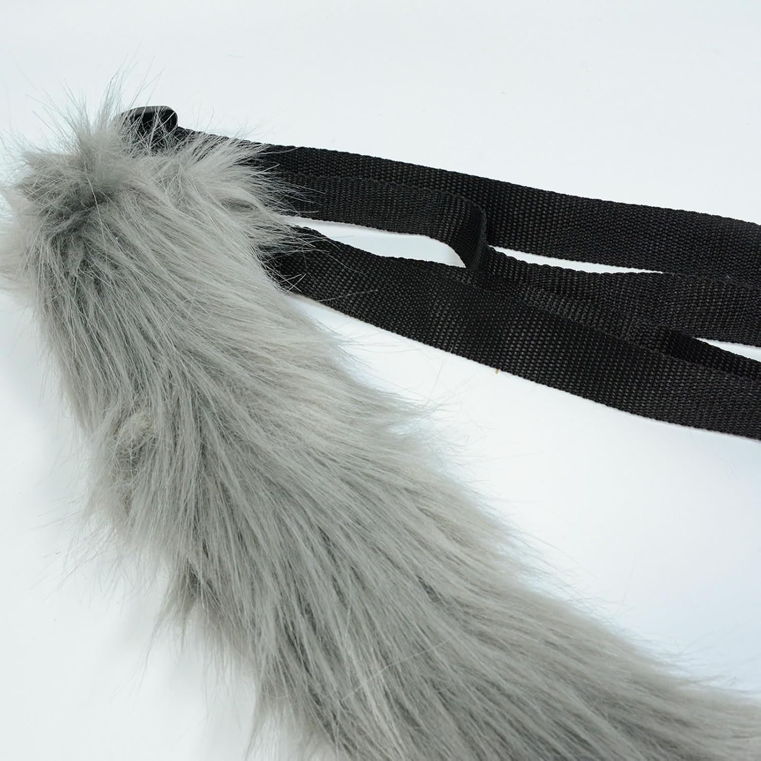 Faux Fur Tail for Adult/Teen Furry Wolf Dog Fox Puppy Costume Halloween Party Cosplay Props (Gray Black) image number 1