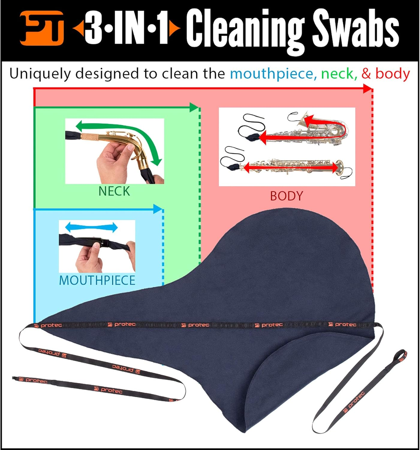 Protec 3-In-1 Saxophone Cleaning Swab for Alto and Soprano image number 2