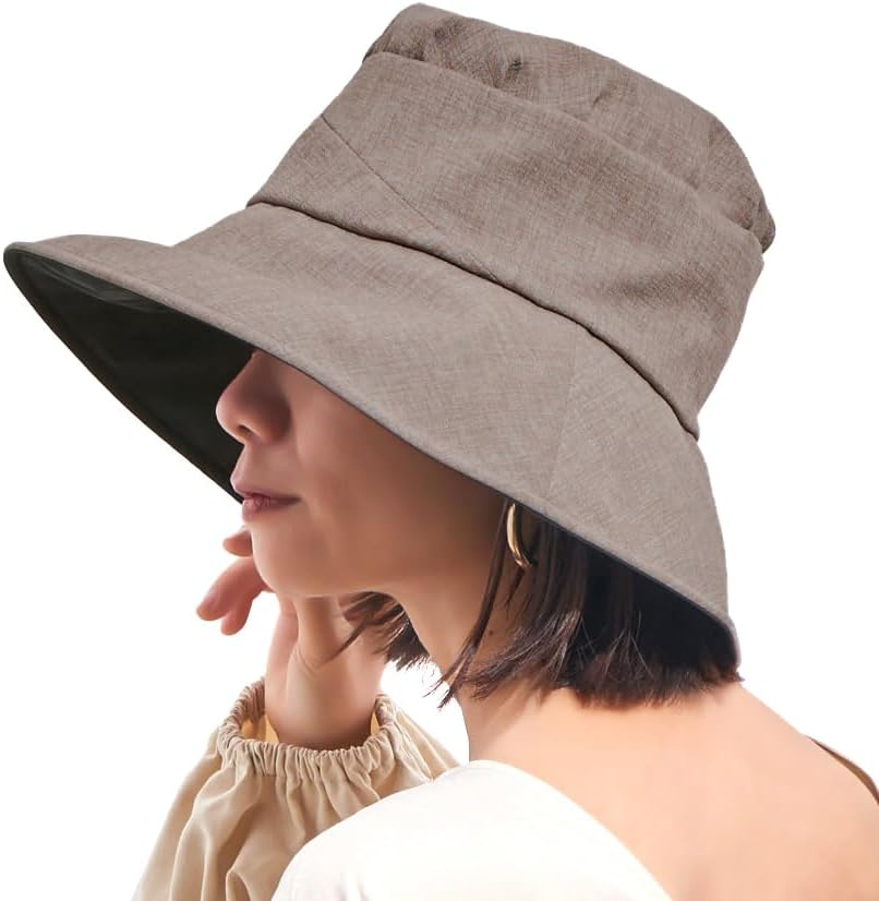 CHARM Womens Summer Beach Sun Hat - Wide Brim Gardening UV Protection Japanese Design