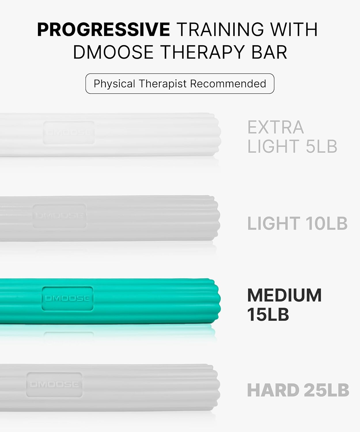 Dmoose Resistance Bar for Physical Therapy, Flexbar for Tennis Elbow, Wrist Strengthener to Improve Hand Grip for Golfers, Rehab, Tendonitis Pain, Injury Recovery Massager, Rehabilitation Equipment