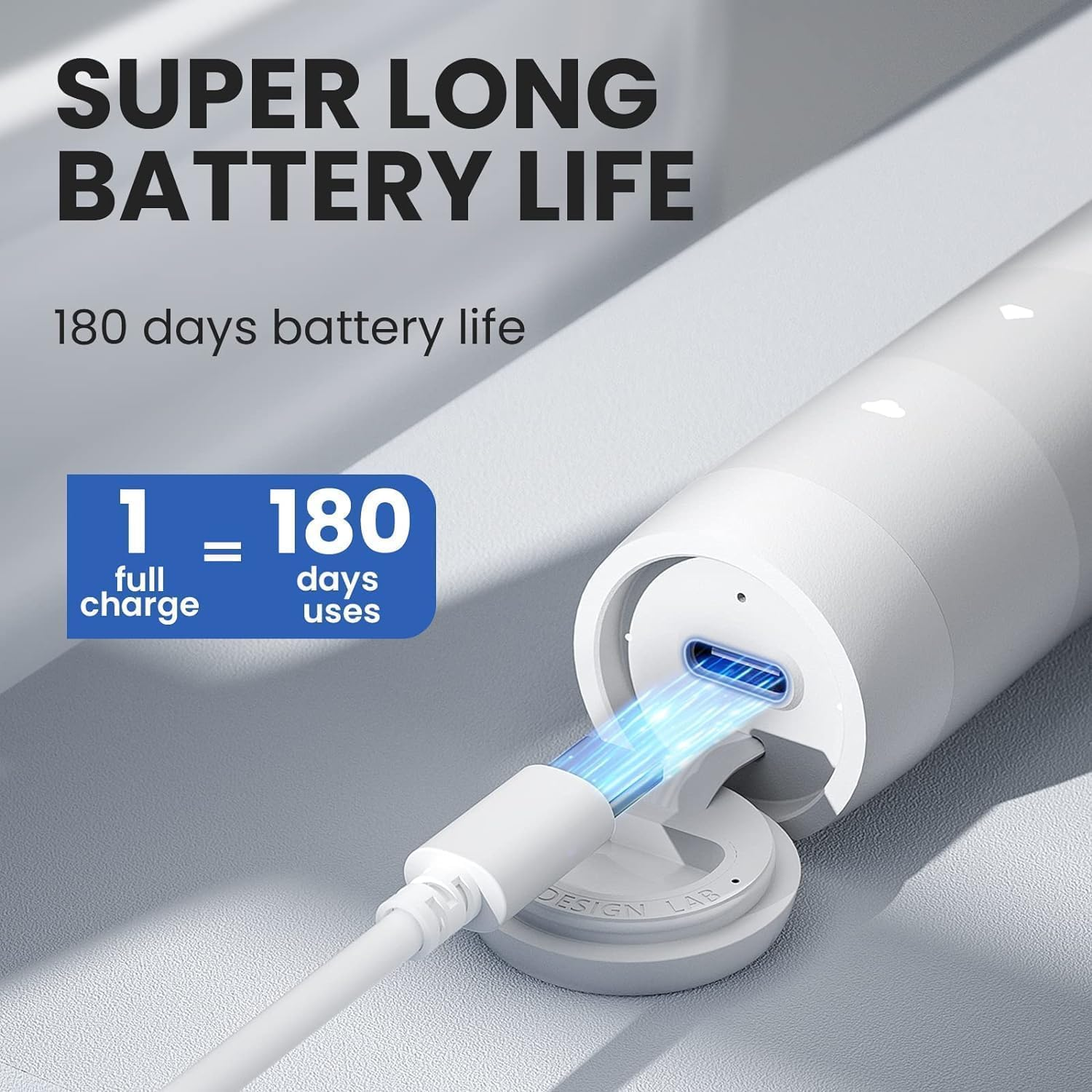 Oclean Flow Sonic Electric Toothbrush &ndash; 180-Day Battery, 5 Modes, Dupont Brush Head, Timer, IPX7 Waterproof &ndash; Oral Hygiene - White - Find Pink And Blue image number 4