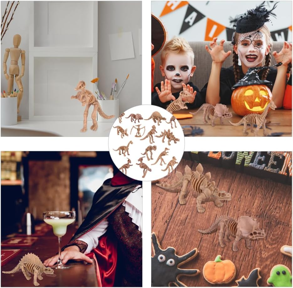 Garneck 12Pcs Simulated Dinosaur Skeleton Skeleton Model Dino Bones Halloween Simulation Dinosaur Simulation Bones Educational Plastic image number 1