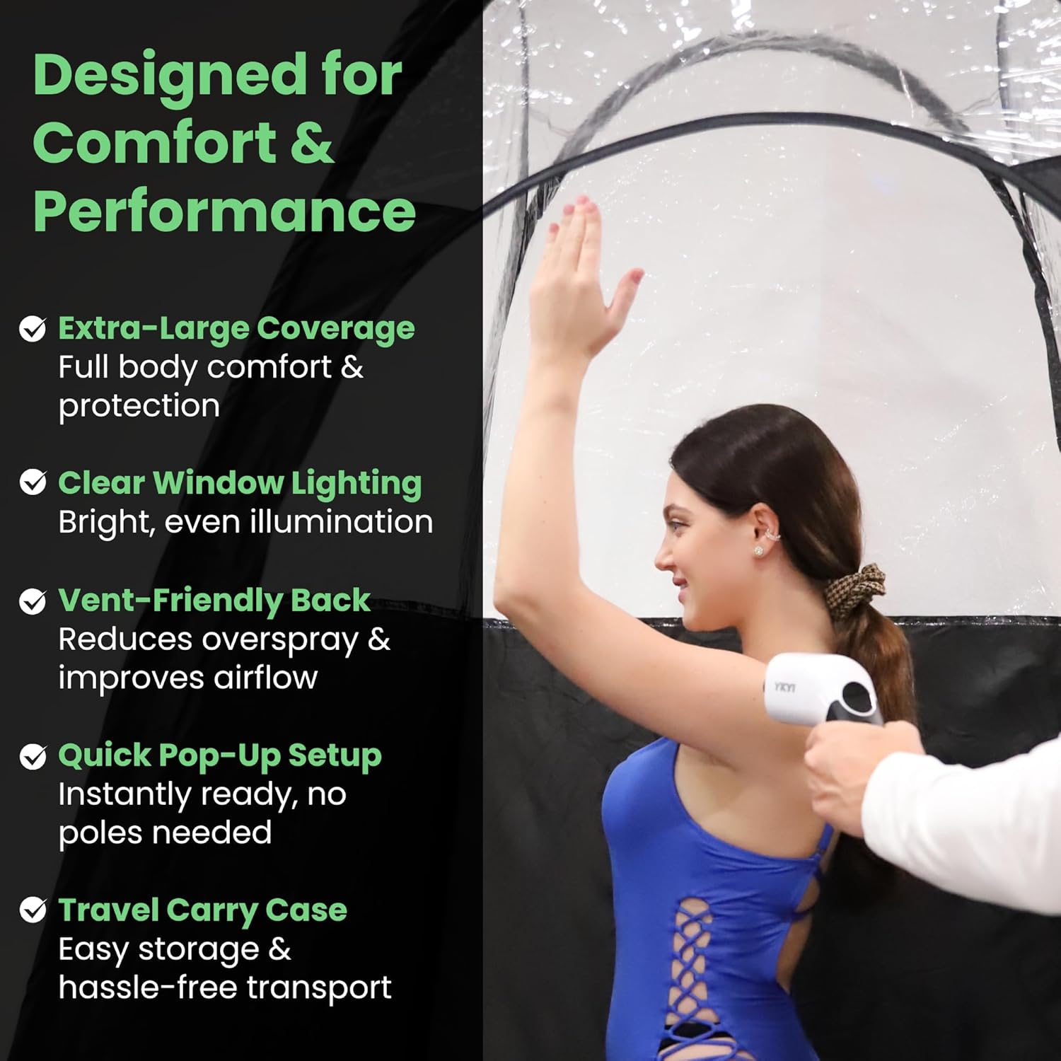 Kobbtan Large Deluxe Spray Tan Tent &ndash; Pop up Tent Portable Tanning Booth with Carry Case &ndash; Clear Window for Perfect Spray Tanning &ndash; Extraction Fan Opening &ndash; Easy Clean Spray Tan for Home & Salon image number 4