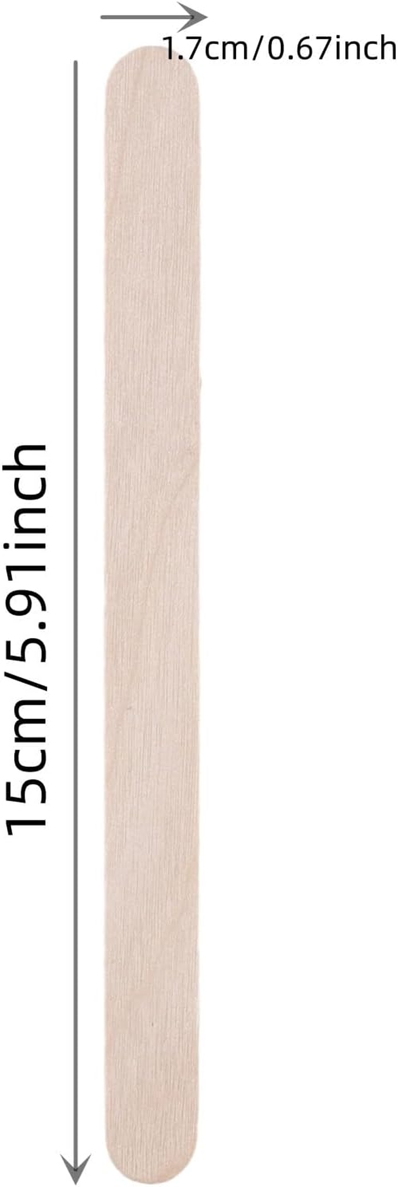 100/500Pcs Wooden Eyebrow Waxing Sticks Wood Spatula Woman Wood Body Hair Removal Sticks 6-Inch Jumbo Wooden Carft Stick Popsicle Ice Cream Sticks (500Pcs) image number 2