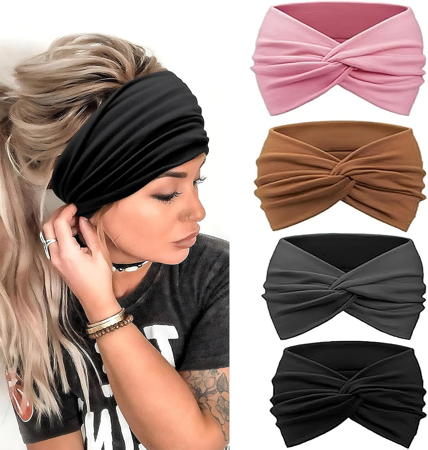 4 X Women'S Headband, Thin Headband for Women and Girls, Comfortable Headband for Sports and Everyday Life, Also for Festival Parties image number 5