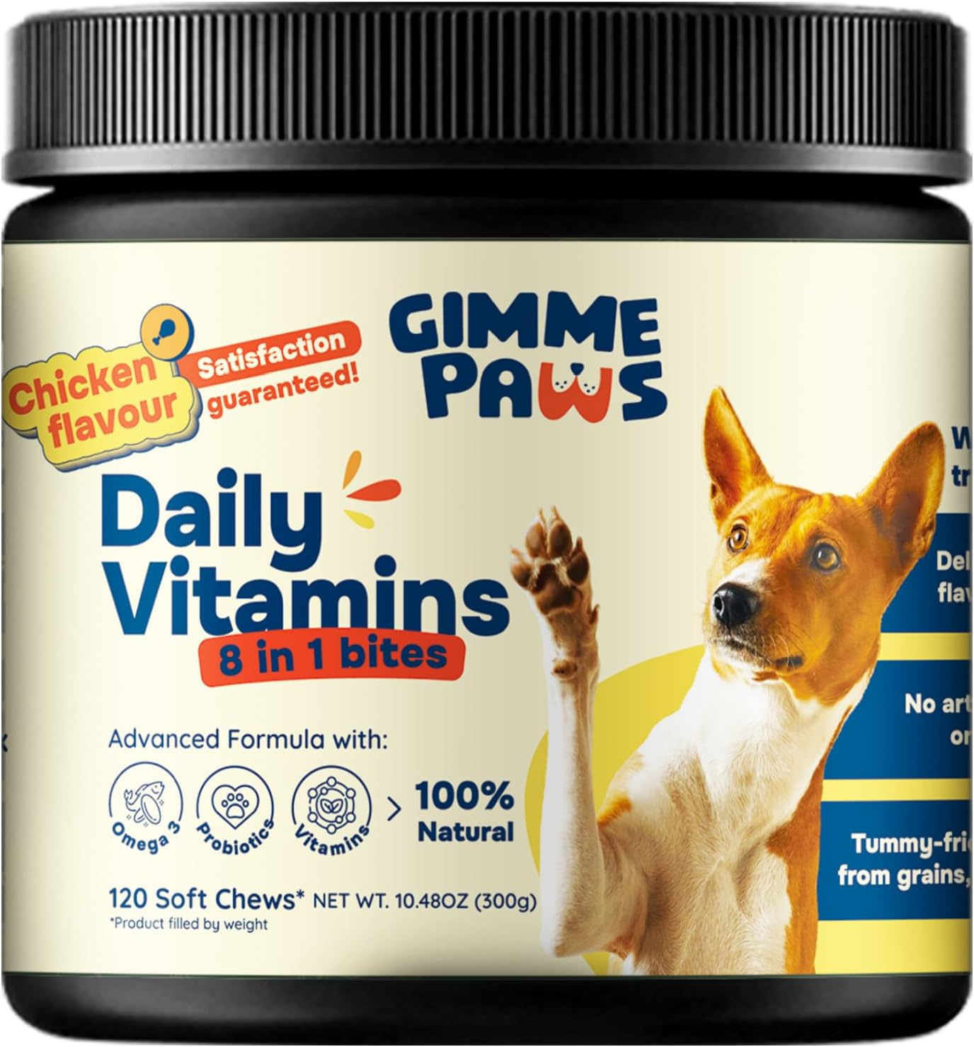 Daily Dog Multivitamin Supplement &ndash; 8-In-1 Soft Chews with Glucosamine, Omega 3 & Probiotics for Hip, Joint, Skin, Coat, Gut & Immune Health &ndash; Chicken Flavor &ndash; 120 Chews image number 2