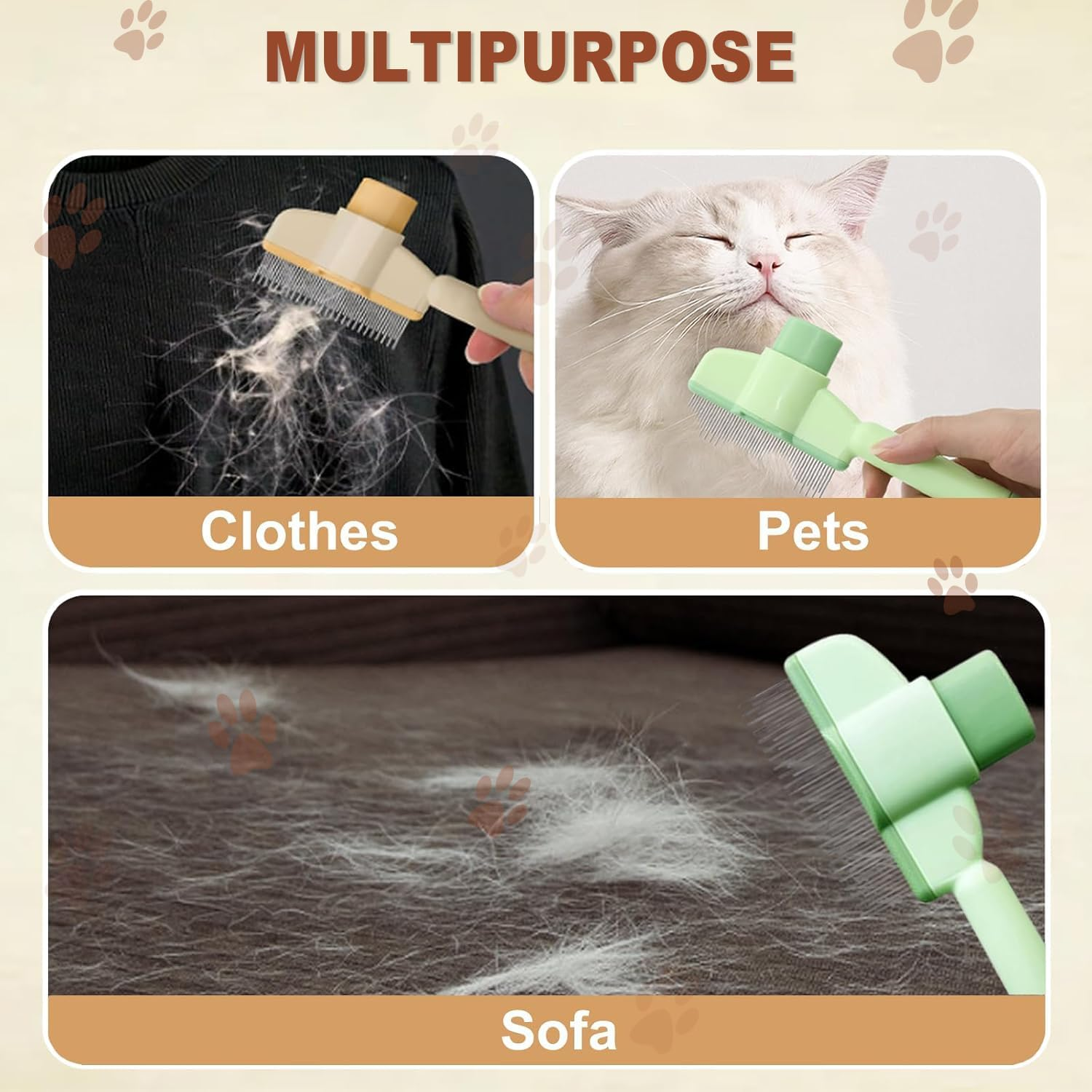 IONPSHG Cat Comb Grooming Tool Self Cleaning Grooming Brush for Cats and Dogs Cat Hair Removal with Release Button Pet Flea Comb Removes Fur Relieves Pain for Massaging and Cleaning Shedding Pet Hair image number 1