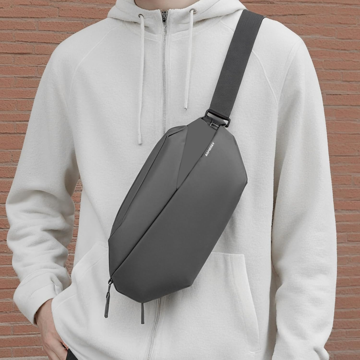 RAPIDSKY Lightweight Waterproof Messenger/Sling Bag - Adjustable Unisex Chest/Shoulder Pack Crossbody Shoulder Bag Backpack for Men and Women, Travel, Sports & Work - Soft Black image number 1