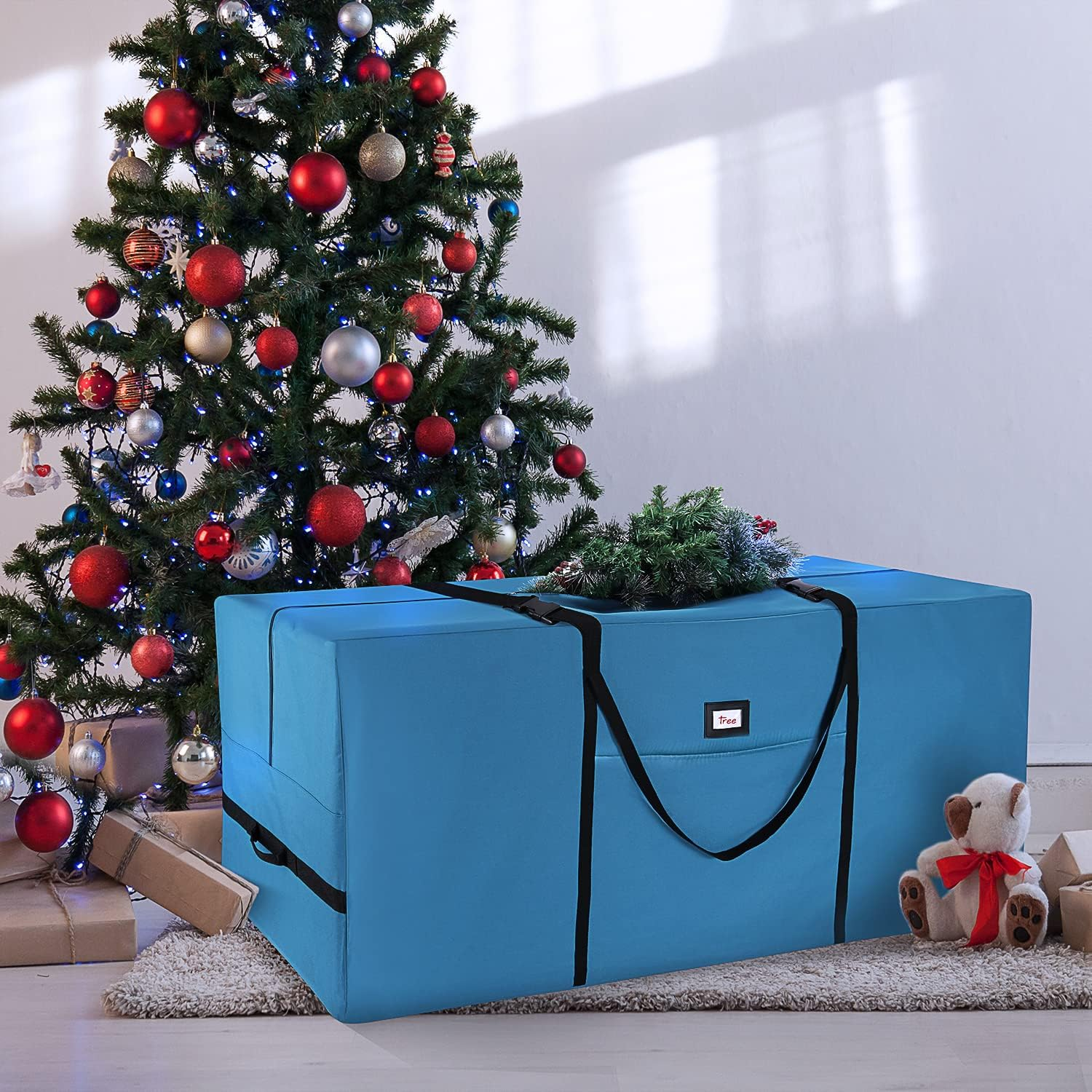 Hearth & Harbor Christmas Tree Storage Bag &ndash; Waterproof Christmas Tree Storage Box &ndash; Waterproof Christmas Tree Bag with Reinforced Handles & Dual Zipper &ndash; 600D Oxford &ndash; 9 Ft. &ndash; Pack of 1