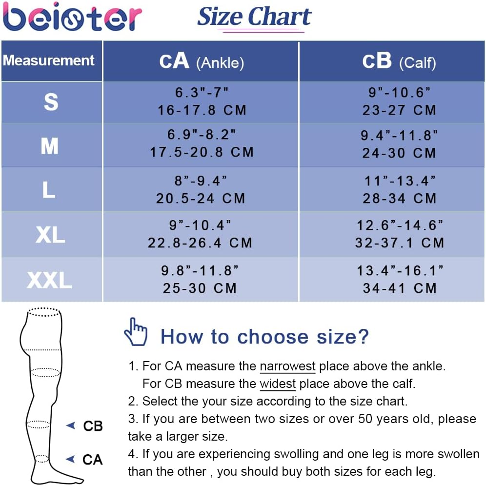 Beister Medical Open Toe Knee High Calf Compression Socks for Women & Men, Firm 20-30 Mmhg Graduated Support Hosiery for Varicose Veins, Edema, Flight, Pregnancy （A Pair） image number 5