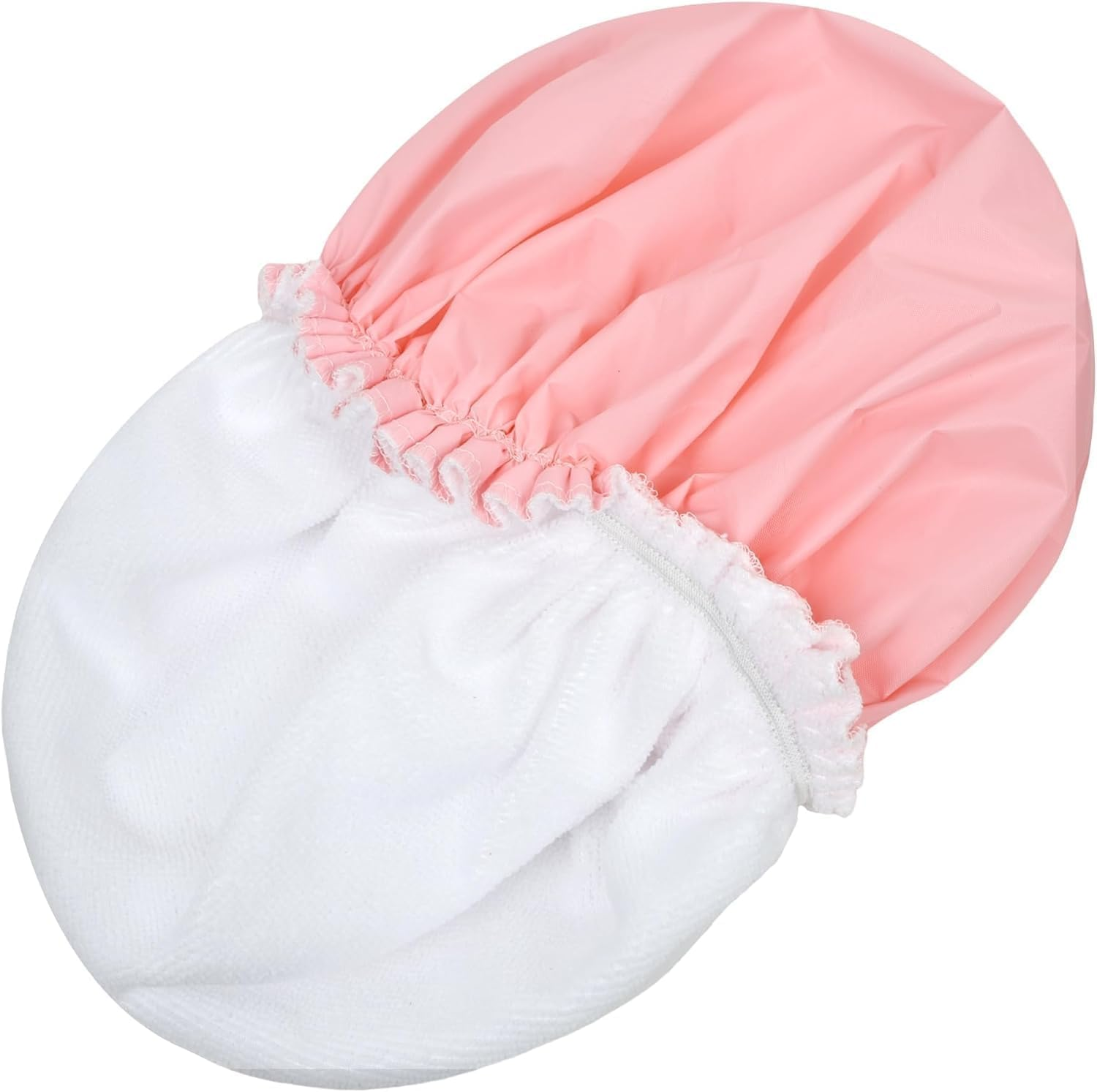 Shower Caps for Women, Terry Cloth Lined, Reusable Bath Caps, Double Waterproof Layers Shower Cap, Bathing Shower Caps, for Long Thick Hair, Waterproof Washable Soft Bath Shower Caps for Hair Care image number 4