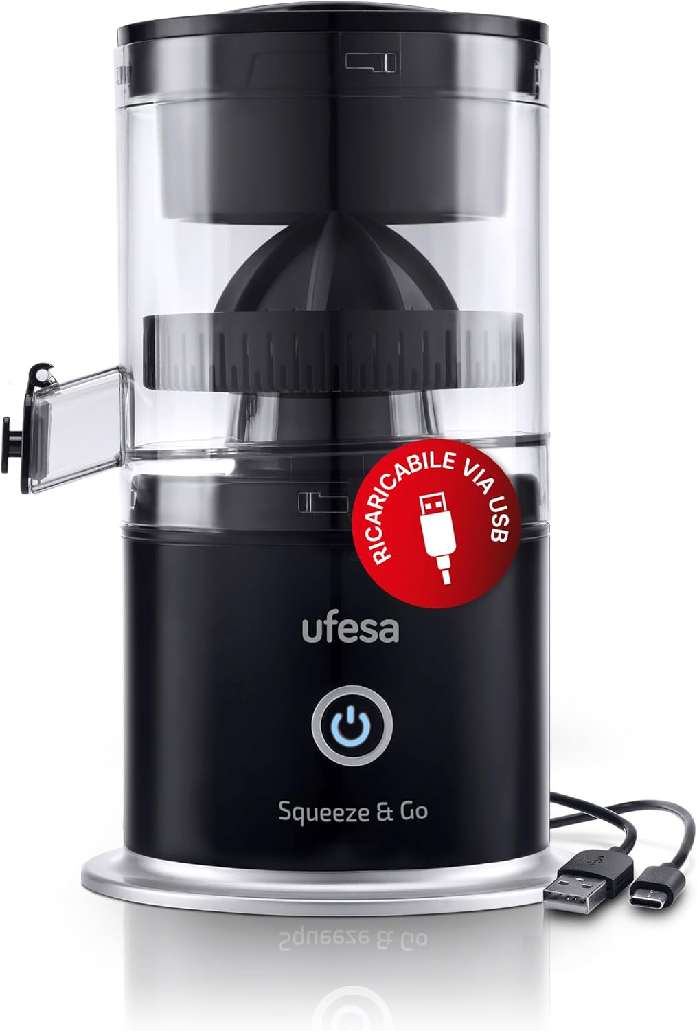 Ufesa Squeeze & Go Electric Citrus Juicer Rechargeable with USB-C, Portable, Orange Squeezer, Lime Squeezer, 1500Mah Battery, 220Ml, BPA Free image number 3