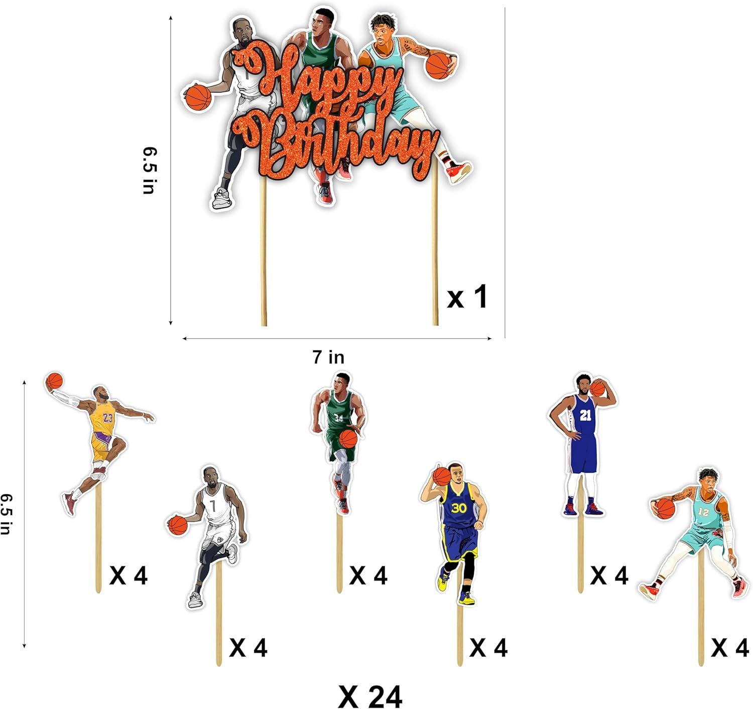 Basketball Theme Birthday Party Supplies &ndash; Sports Party Decorations for Kids, Basketball Cake Toppers, Balloons, Plates & More for Basketball Fans image number 5