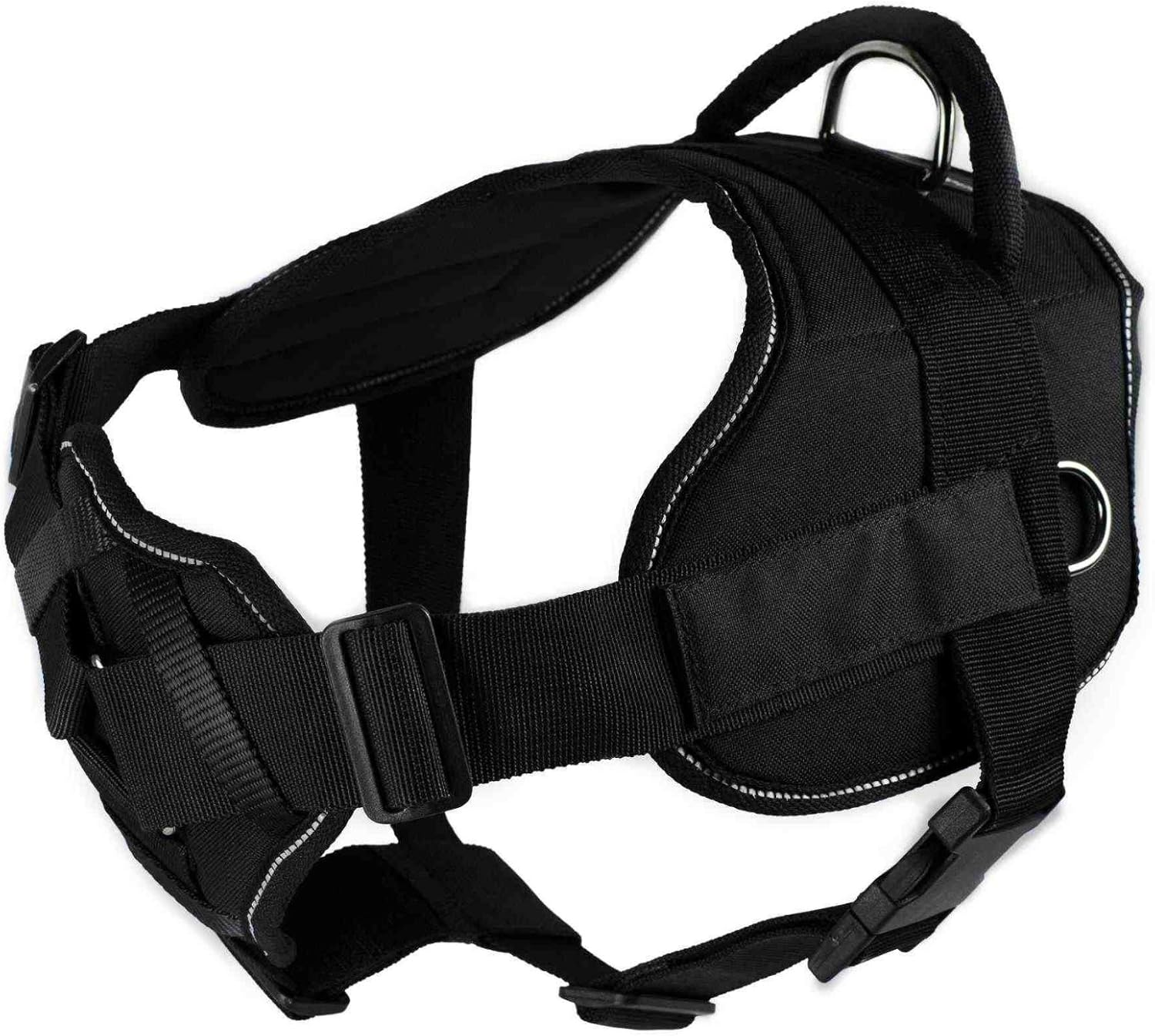 Dean & Tyler Black with Reflective Trim Fun Dog Harness with Padded Chest Piece, on Duty, X-Large, Fits Girth Size 34-Inch to 47-Inch image number 2