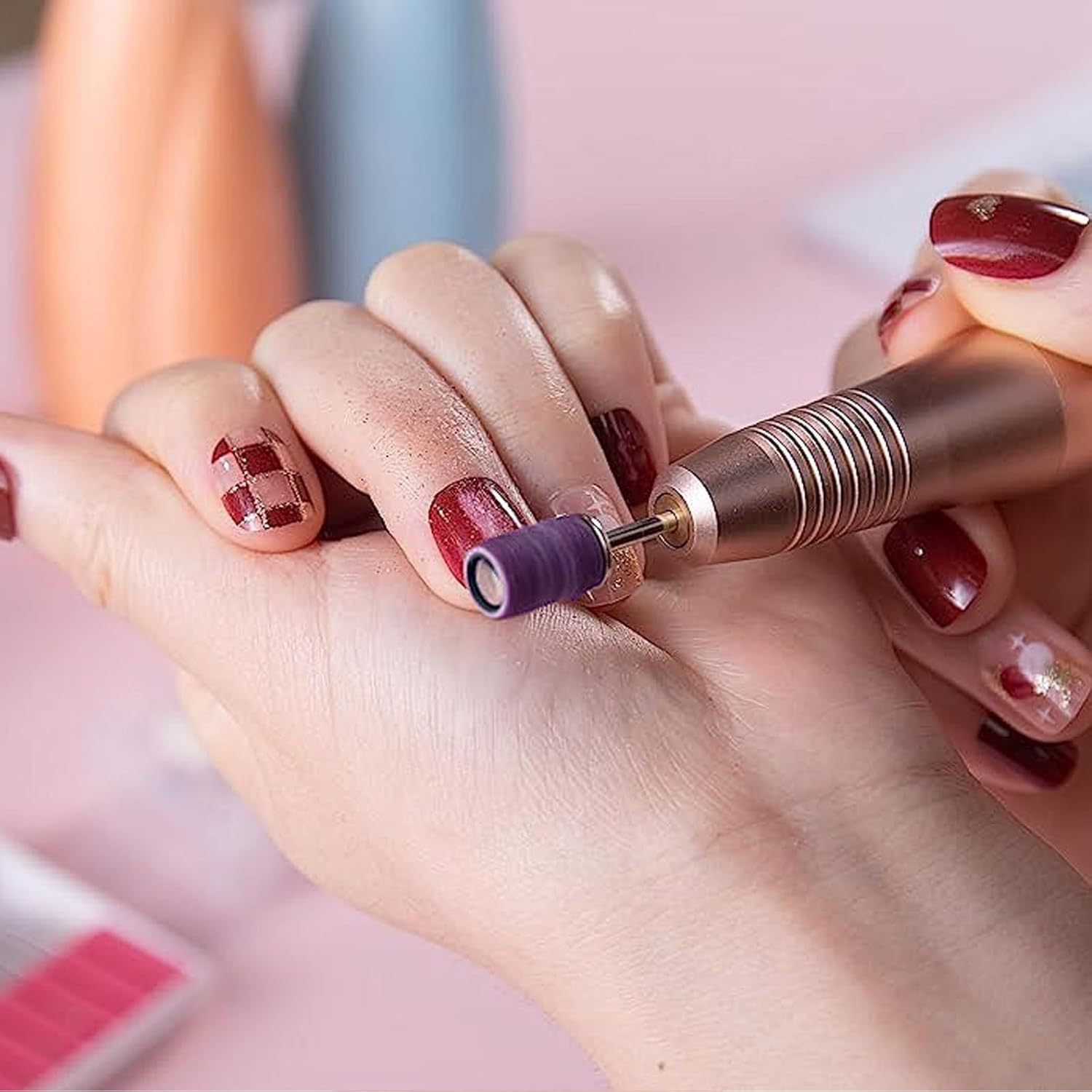 100 Pcs Sanding Bands for Nail Drill with 3 Mm Mandrel Bit, 80/120/180/240 Grit Fine Grit Nail File for Acrylic Nails Grinding Polishing image number 1