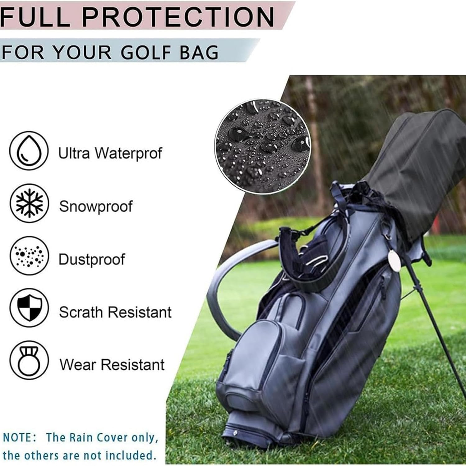 Golf Bag Rain Hood, Oxford Cloth Rain Cape for Golf Bags, Easy Access Golf Bag Rain Hood/Fit Almost All Tour Bags Golf Bags or Carry Cart image number 4