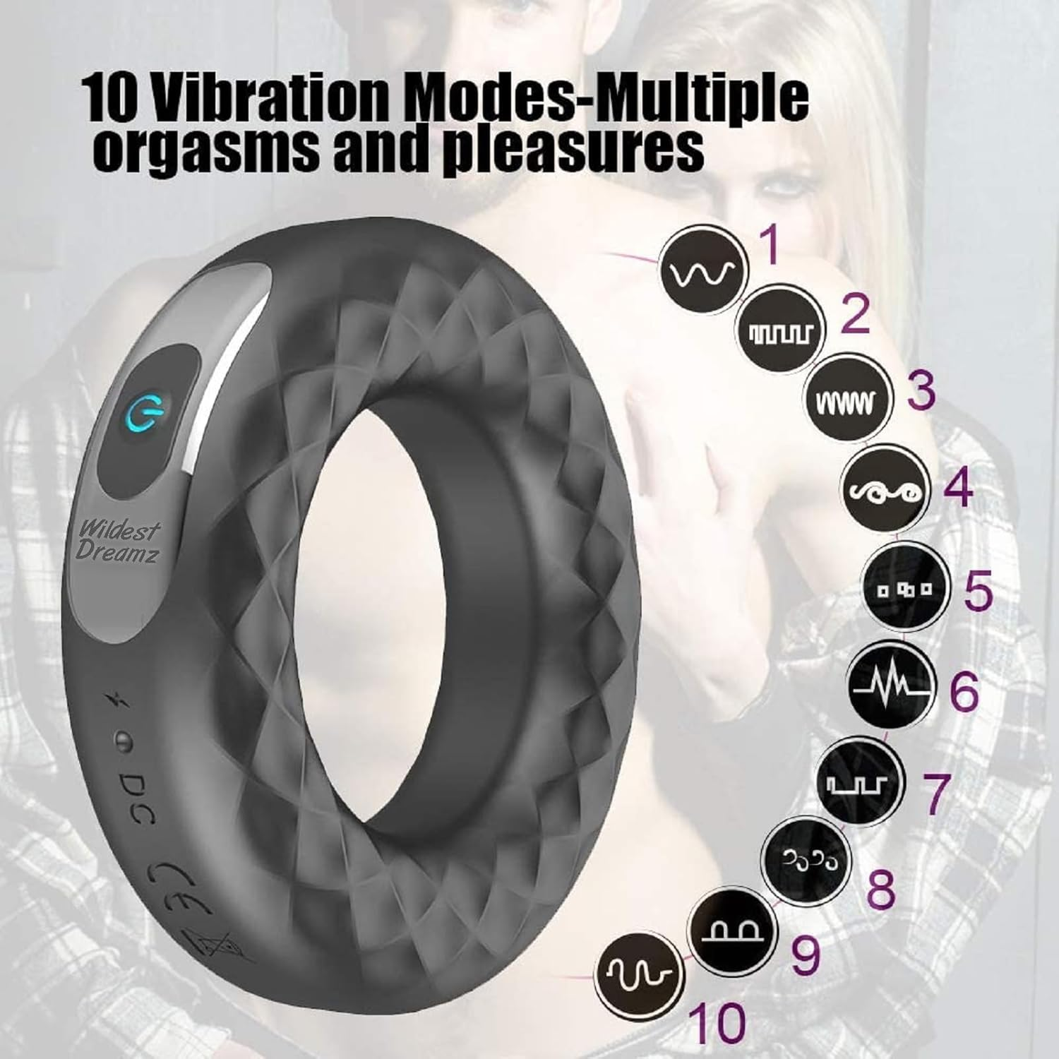 Vibrating Cock Ring Vibrator, 10 Vibration Modes, Silicone Stretchy Couples Vibrator Erection Enhance Delay Ejaculation Pleasure, Clitoral G Spot Vibrator Stimulator for Women, Rechargeable Adult Sex Toys image number 3