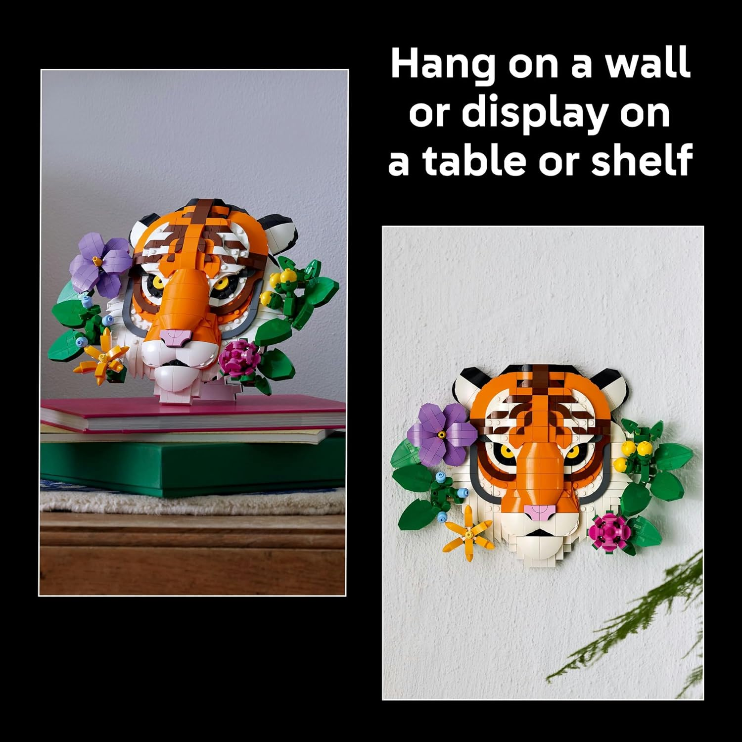LEGO&reg; Art the Fauna Collection &ndash; Tiger 31217 New Home Housewarming Toys, Office Desk Decor with Decorative Flowers, Building Set for Adults, Buildable Wall Art for Animal and Nature Lovers image number 4