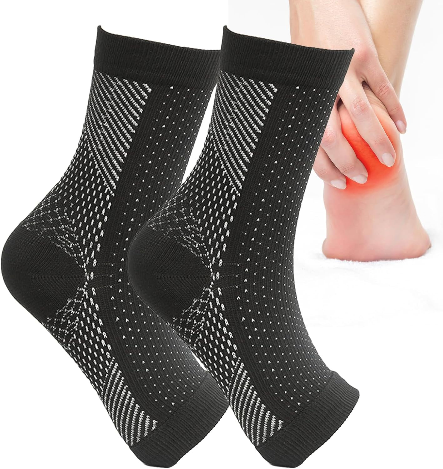 Neuropathy Compression Socks, Toeless Compression Socks for Travel Breathable, Comfortable Ankle Socks, Relief Athletic Socks for Arch & Heel Relief, Muscle, Feet Borato