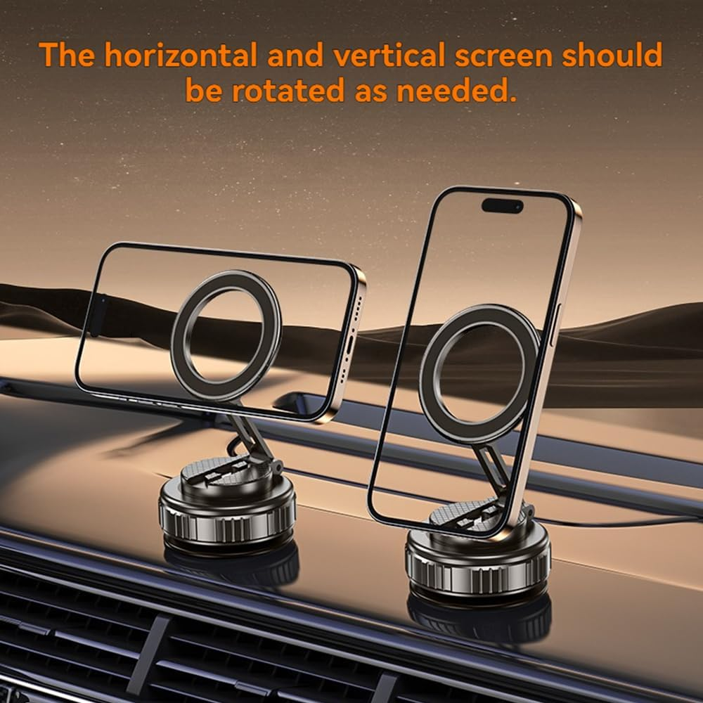 2025 Upgraded Vacuum Magnetic Car Phone Holder,360&deg; Adjustable Foldable Strong Suction Mount,Ultra Vacuum Suction Cup for Most Smartphones/Vehicles - Car, Gym, Mirror (Gray) image number 5