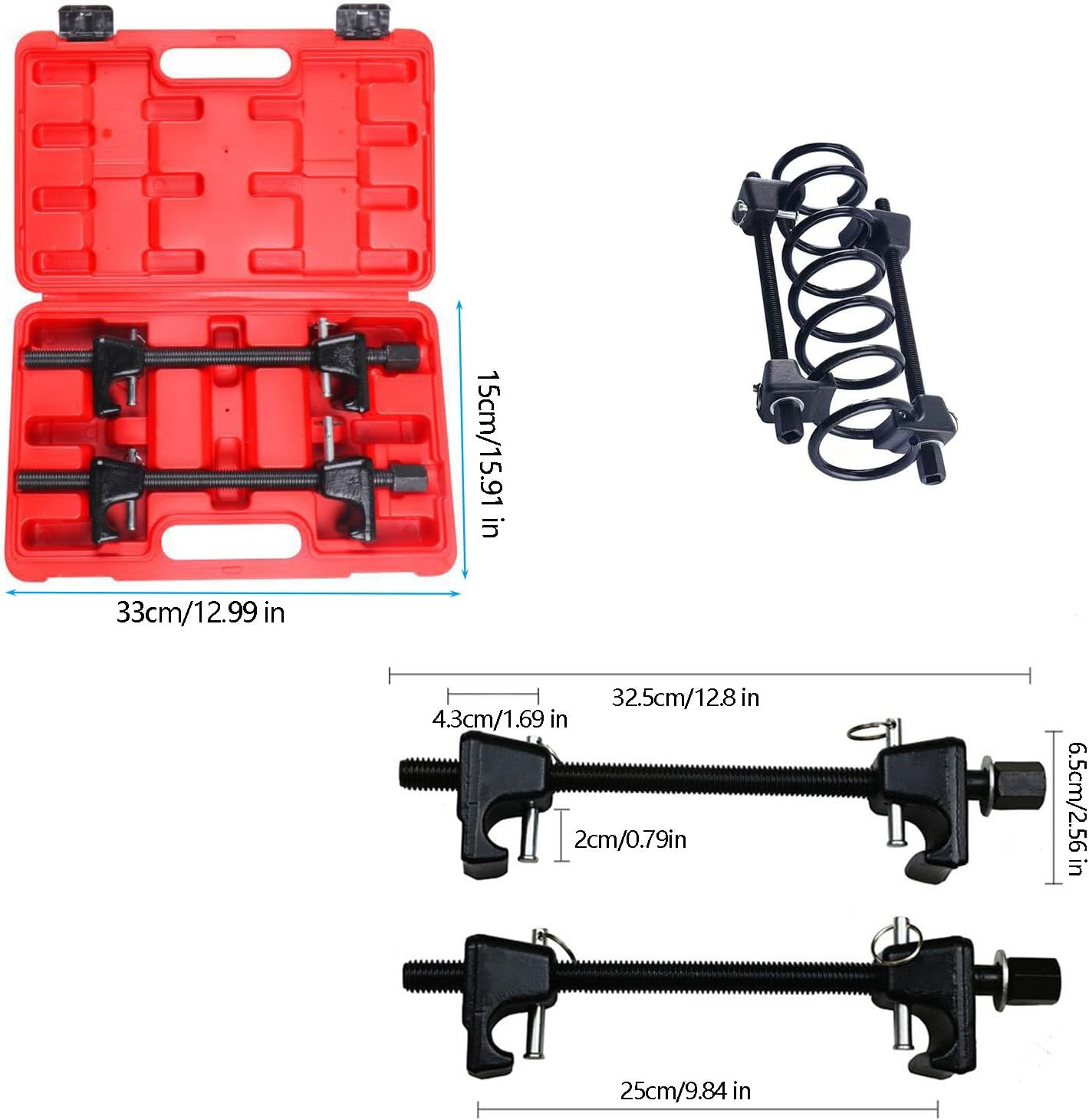 Coil Spring Compressor Tool Kit, 2-Pack Mcpherson Strut Spring Compressor Set with Heat-Treated Hooks, 1/2" Square Drive & 22Mm Hex Compatible, for Shock Absorber & Strut Replacement Tool image number 1