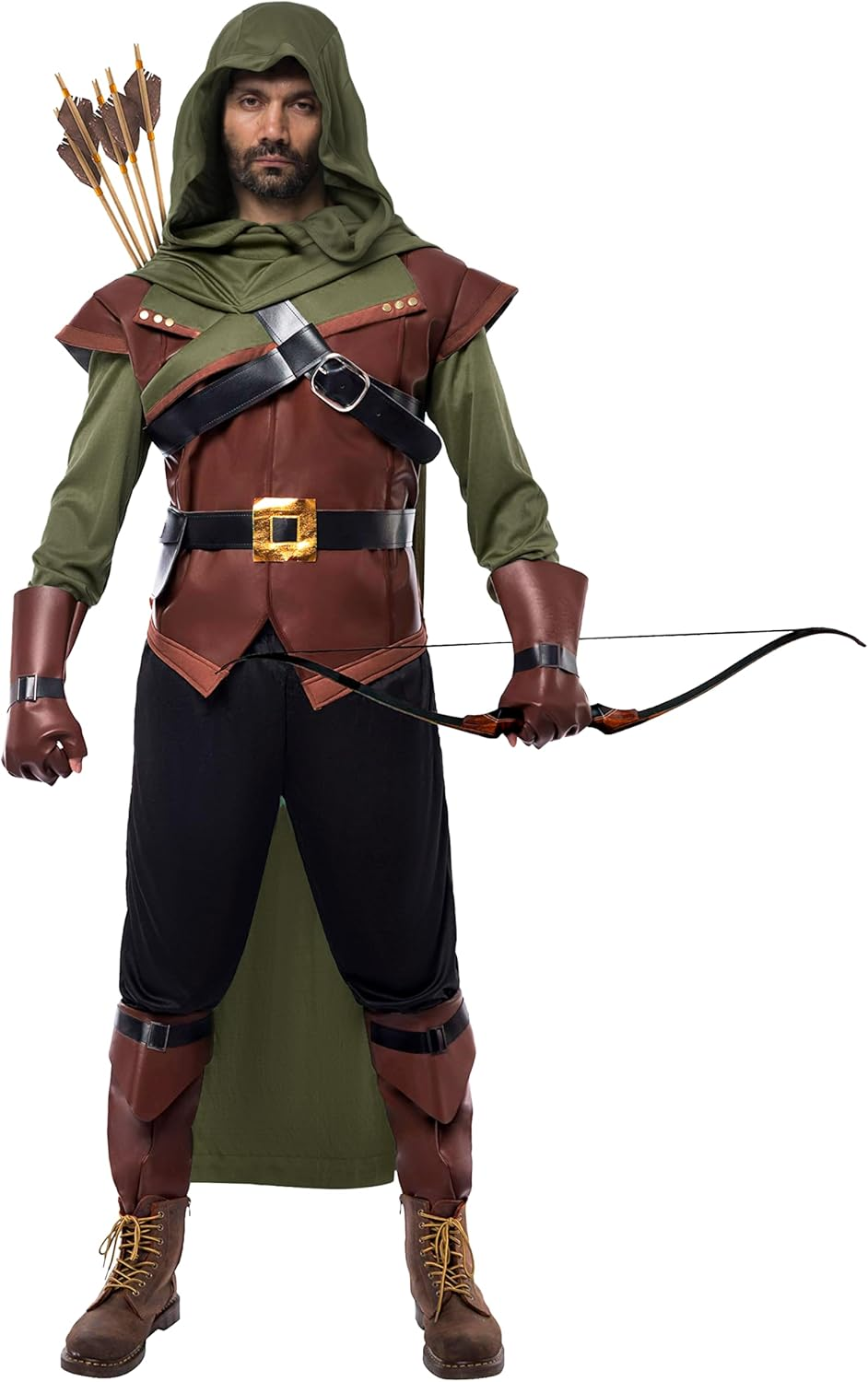 Spooktacular Creations Renaissance Robin Hood Deluxe Men Costume Set Made of Leather for Halloween Dress up Party image number 6