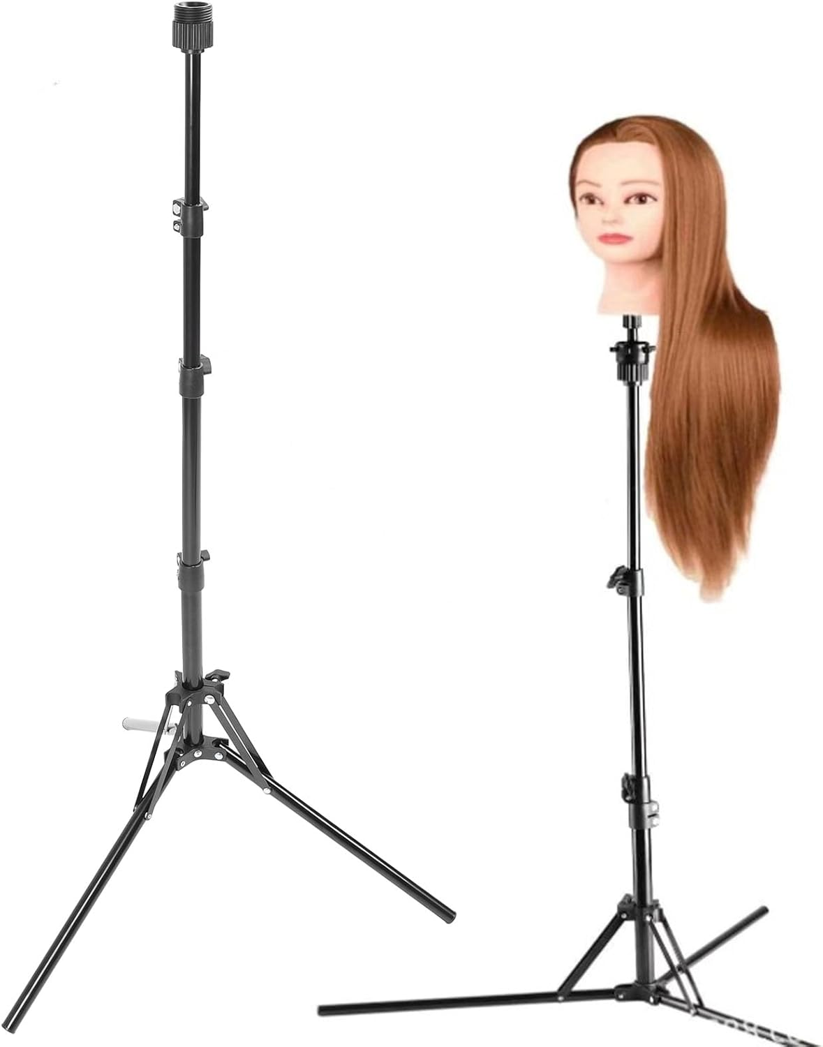 Reinforced Wig Stand, Wig Head Stand, Tripod Aluminum Alloy Adjustable Height Portable Mannequin Head Stand Holder for Cosmetology Hairdressing Training image number 6