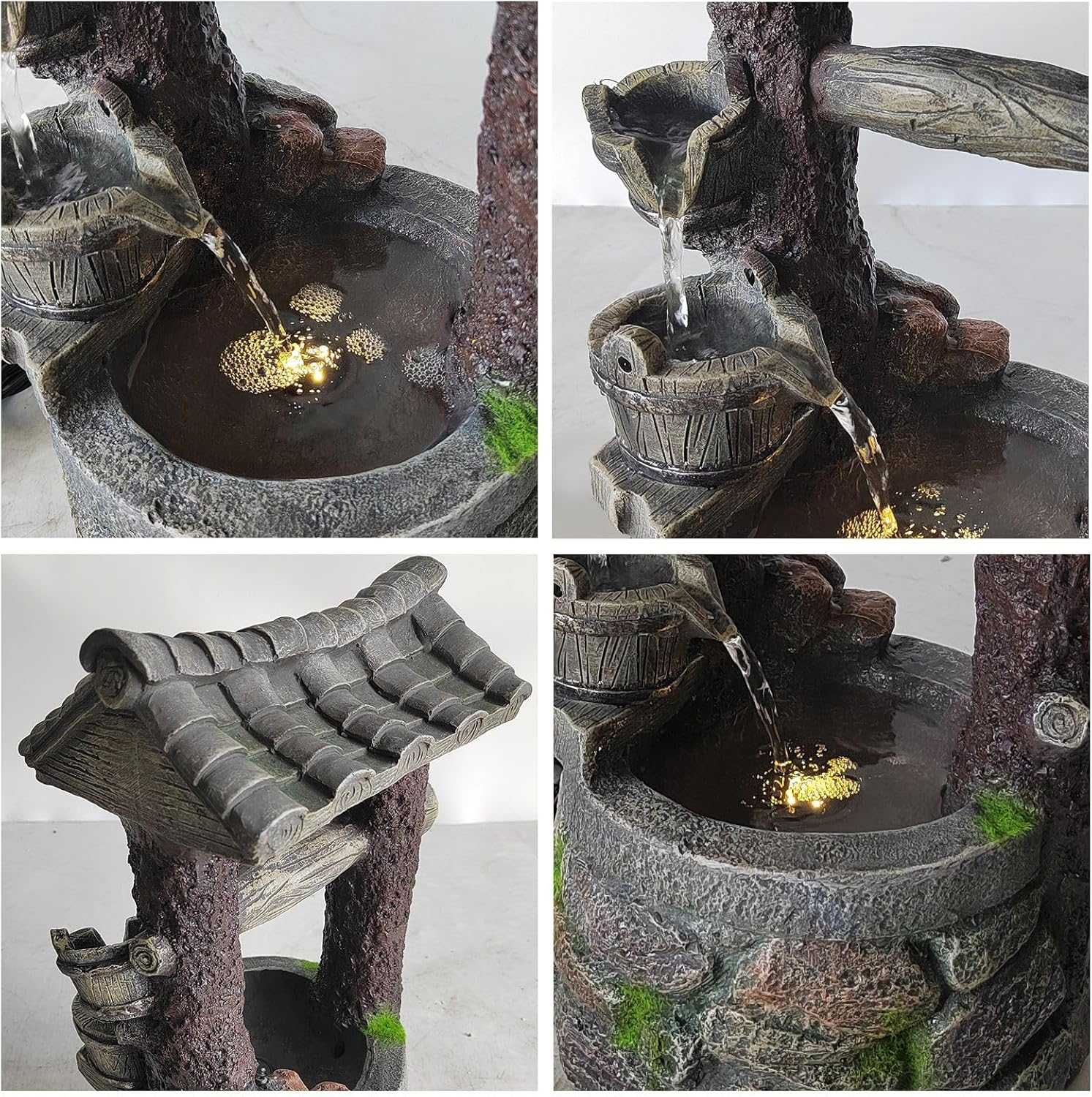 Solar Water Feature Fountain Pump with Panel Battery Led Lights Cascading Landscape Bird Bath Pool Fish Pond Indoor Outdoor Garden Yard Decoration image number 6