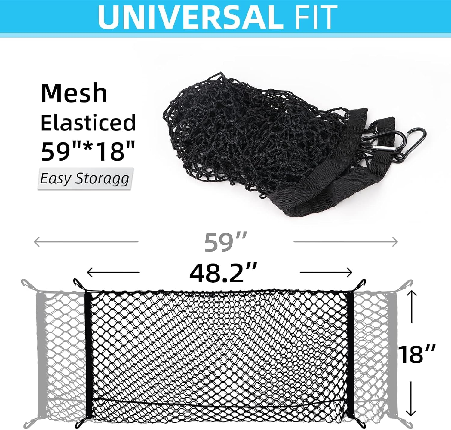 Cargo Net Stretchable, Car Exterior Accessories, Adjustable Elastic Trunk Storage Net with Hook for Suvs, Cars and Trucks（Black image number 5