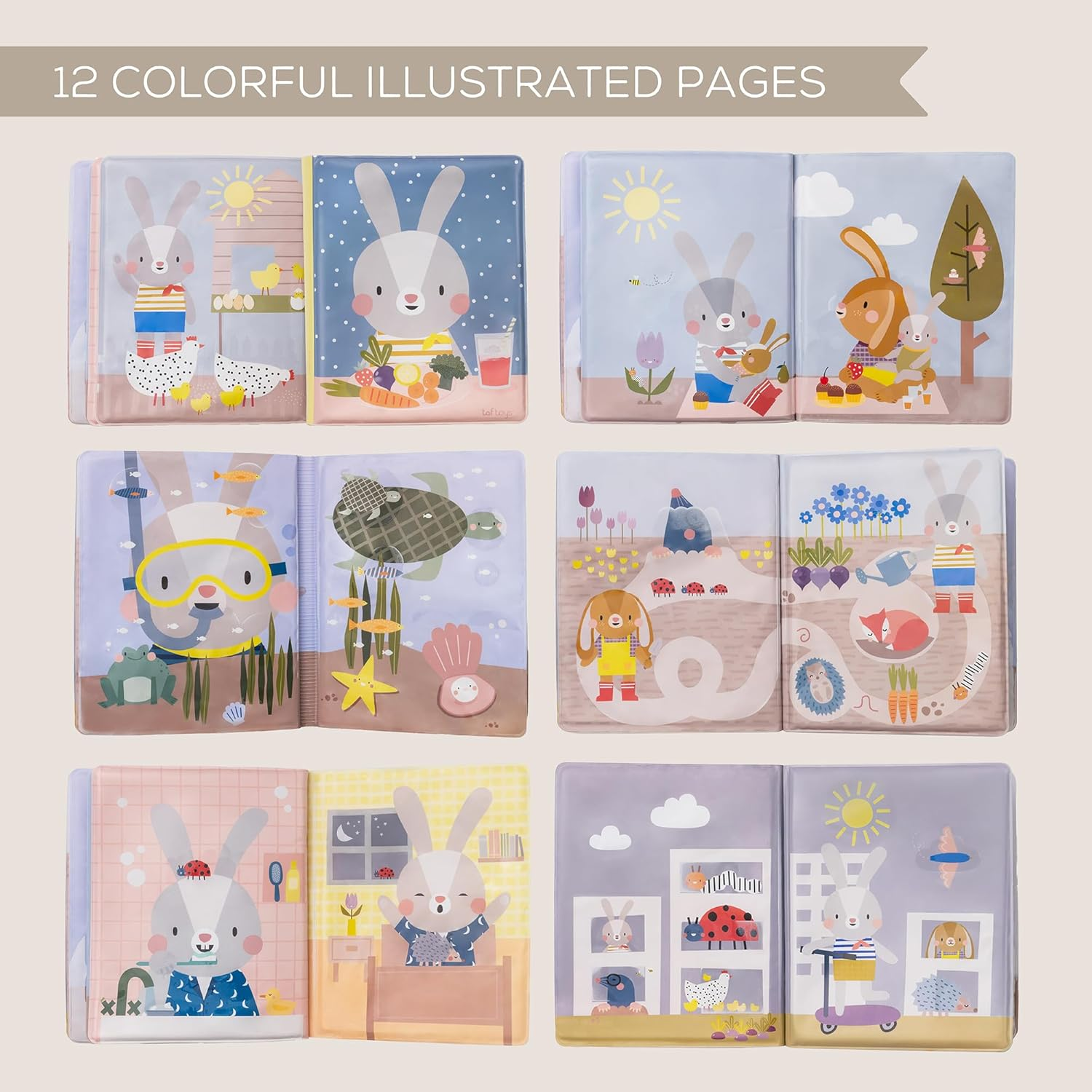 Taf Toys Peek-A-Boo Water Book, Reusable Water-Reveal Activity Book for Toddlers 18+ Months image number 1