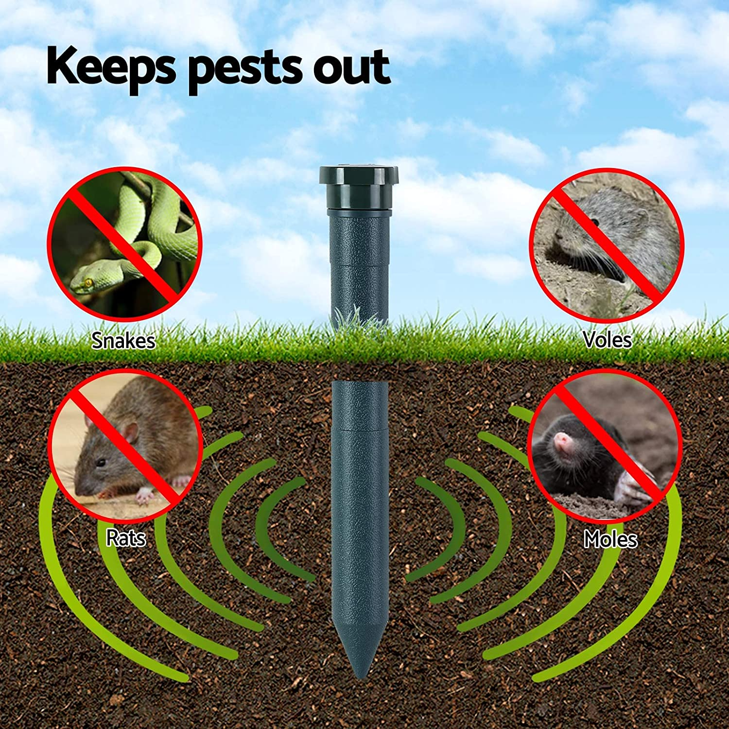 Gardeon Snake Repeller 6X Multi Pulse Ultrasonic Battery Powered Pest Repellent image number 2