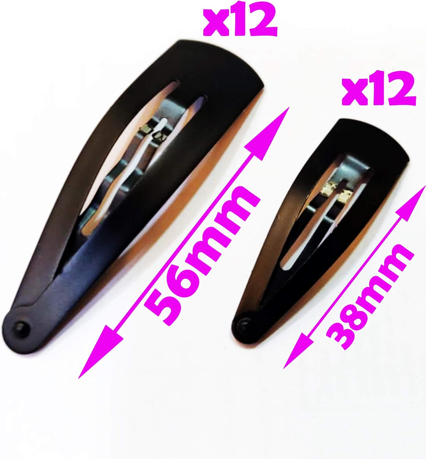 HP HIGH PROFILE Small and Large Combo Set Tic Tac Hair Clips for Women Girls and Children - 24Pcs (Pack of 2) - Black Matte image number 4