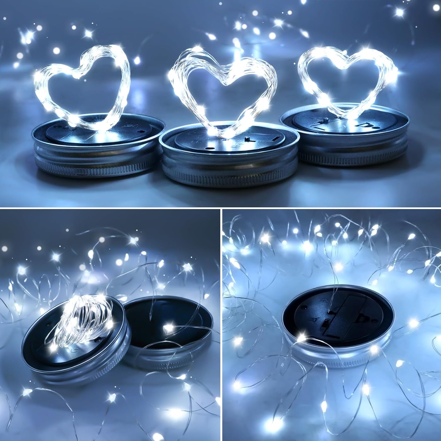 Solar Mason Jar Lights, 12 Pack 30 Led String Fairy Star Firefly Jar Lids Lights, (Jars Not Included), Best for Mason Jar Decor,Great Outdoor Lawn Decor for Patio Garden, Yard and Lawn. - Warm White image number 5