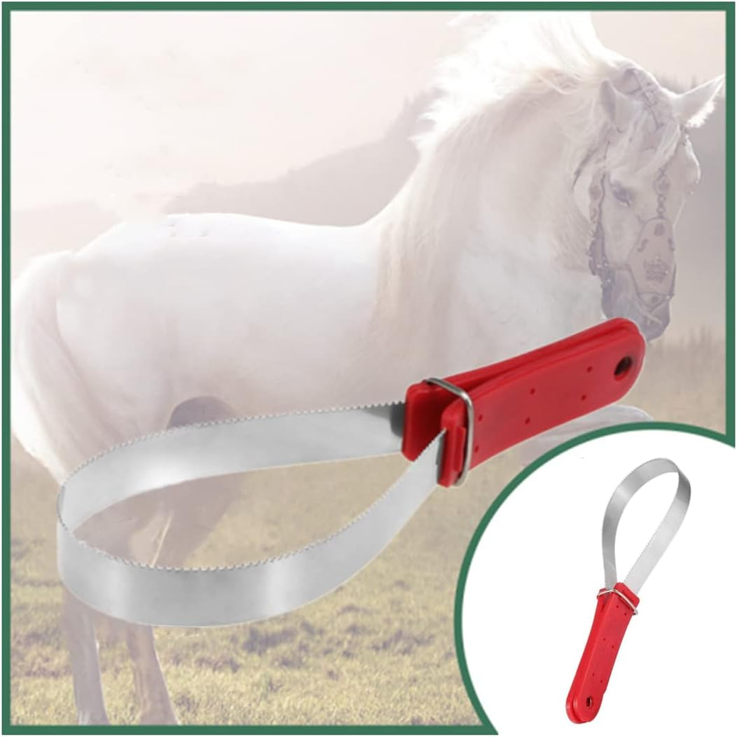 Stainless Steel Animal Equine Sweat Scraper Shedding Blade,Double-Sided Shedding Blade,Horse Sweat Scraper Horse Grooming Brushes Combs Single Metal Shedding Blade（Red） image number 2