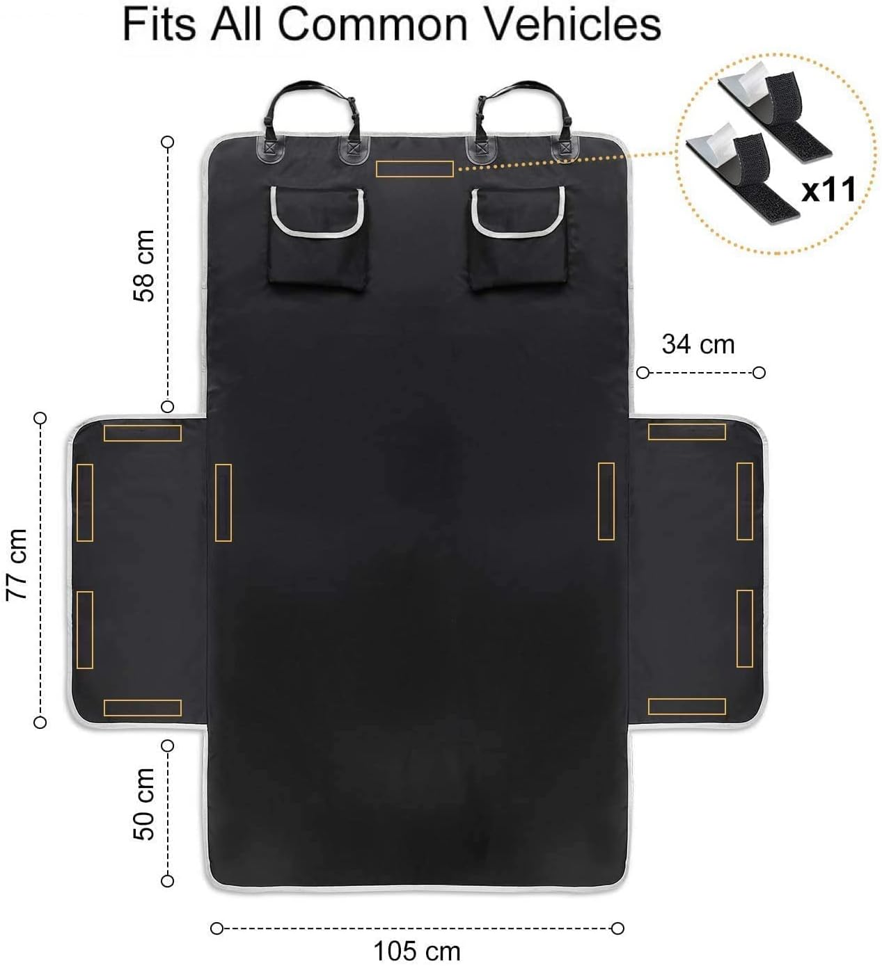 UNIQU Car Boot Cover for Dogs | Waterproof, Nonslip Pet Car Boot Liner Protector | Universal Trunk Dog Blanket with Side & Bumper Protection (Black - Grey Edge) image number 2