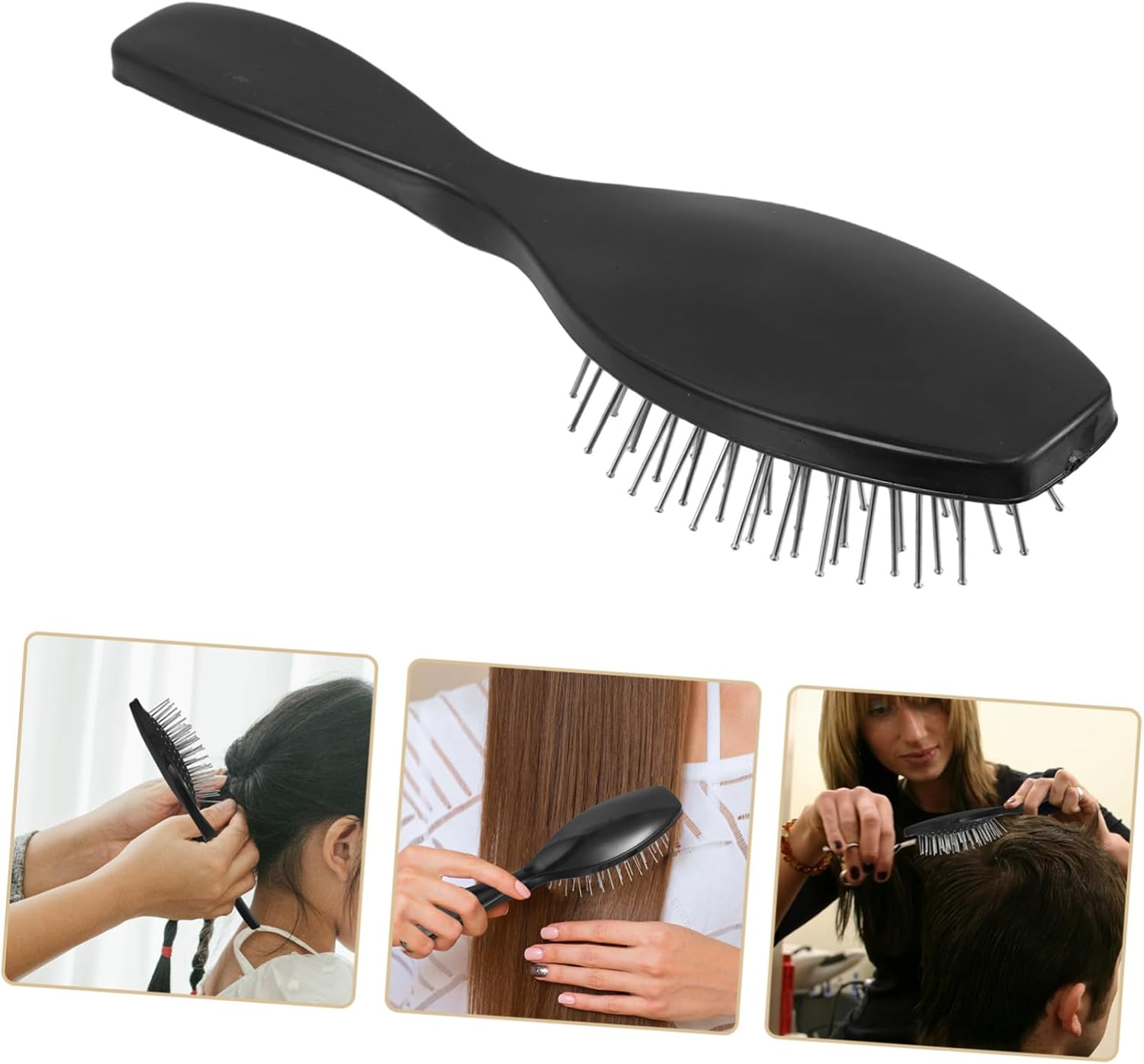SAFIGLE Professional Synthetic Hair Brush Steel Comb Wig Detangler for Curly Wavy Straight Hair image number 6