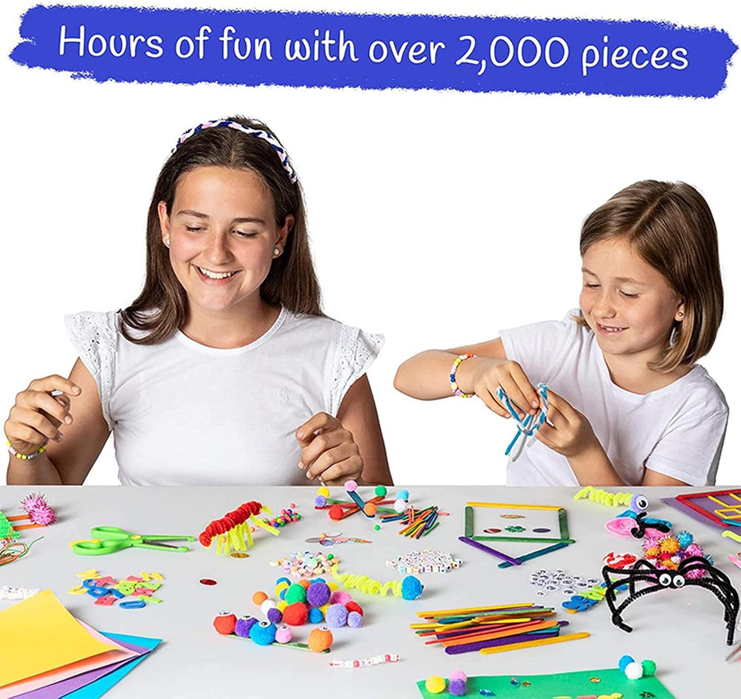 Arts and Crafts Set, DIY Arts and Crafts Supplies Kit 2000+ Pieces Set Activity Craft Materials with Carrying Box Handmade Educational Students School Kindergarten Home Craft Art Supplies image number 6