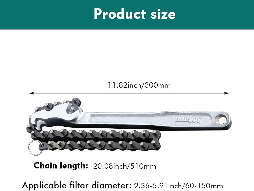 12Inch Chain Wrench,Heavy Duty Pipe Fitting Chain Wrench,Portable Plumbing Spanner,Adjustable Long Handle Wrench Tool for Oil Filter,Water Purifier Belt,Pipe Fitting ﻿ image number 6