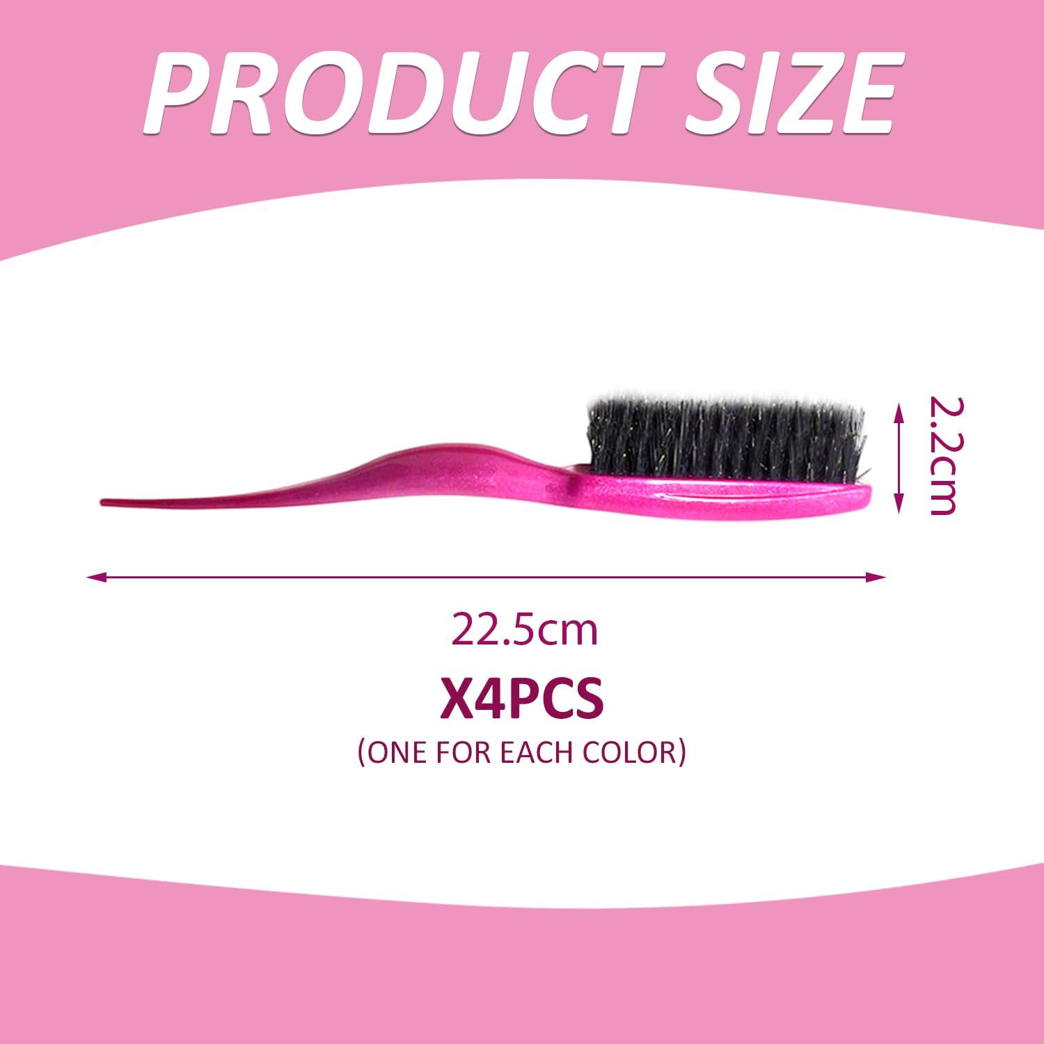 Pack of 4 Wild Boar Bristle Brushes, Back Detangling Brush, Smoothing Women'S Hair Brush, Hair Straightening Brush, Suitable for Scalp Massage, Straight or Curly Hair image number 4