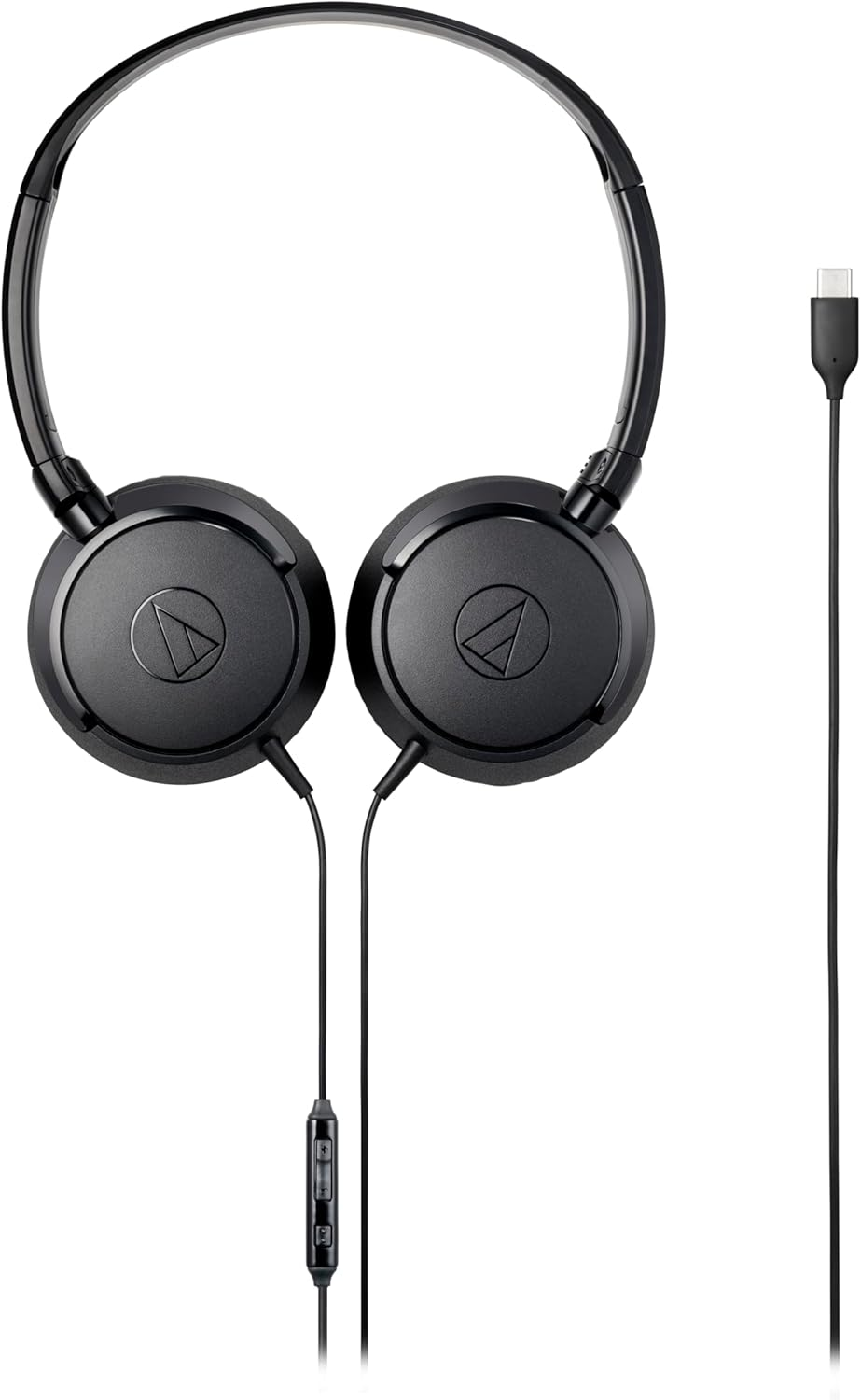 Audio-Technica ATH-S120C Headphone, On-Ear, Wired, 3.7 Ft (1.2 M), USB Type-C Connector, Microphone, for Web Conferencing, Remote Control, Lightweight, Compact, for Iphone 15, Ipad, PC, Windows, Mac,