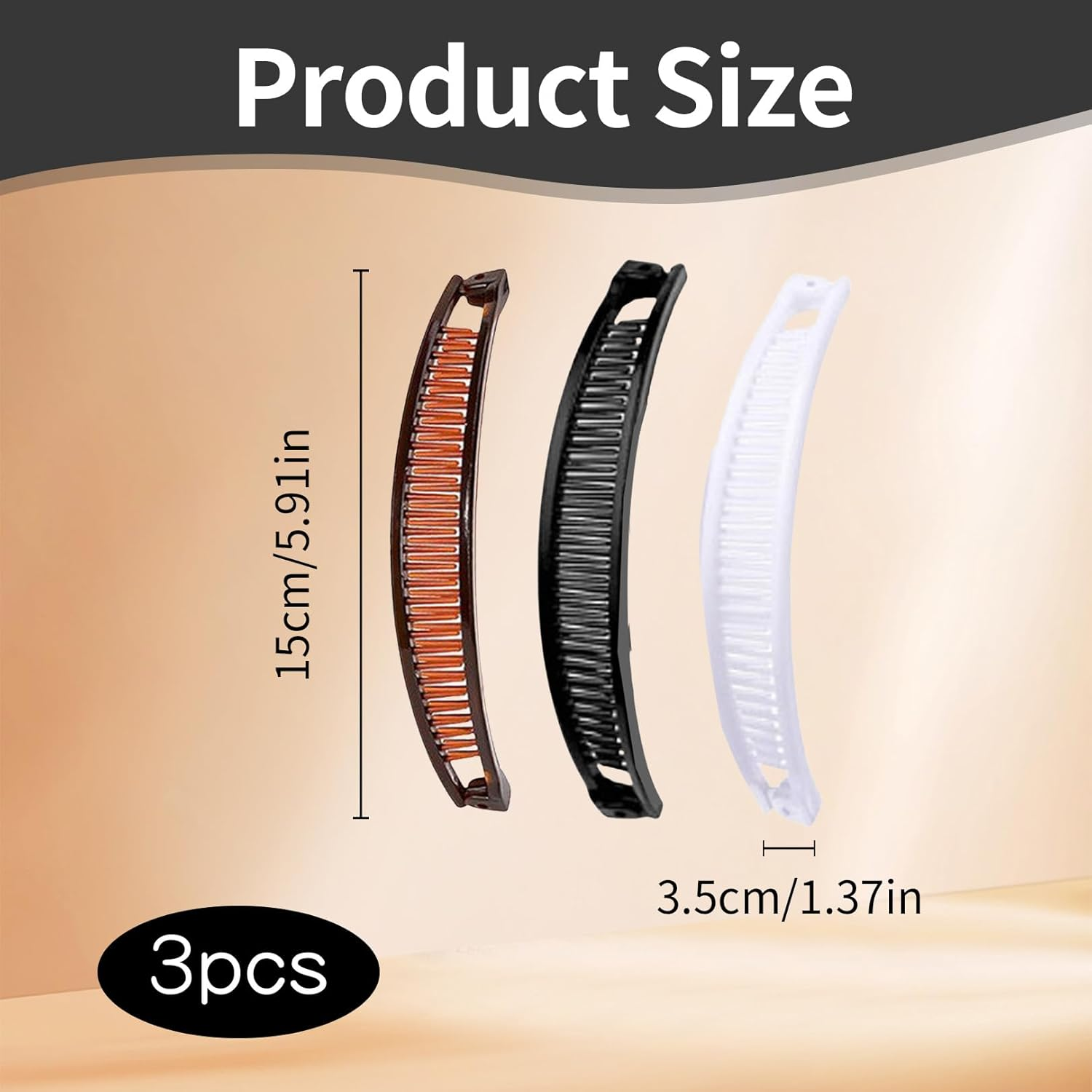 Pack of 3 Banana Clip Thick Hair, Hair Clip, Banana Clip Hair, Thin Long Hair, Vintage Fishtail, Hair Clip Women, Hair Clips Girls for Ponytail, Ponytail Holder image number 6