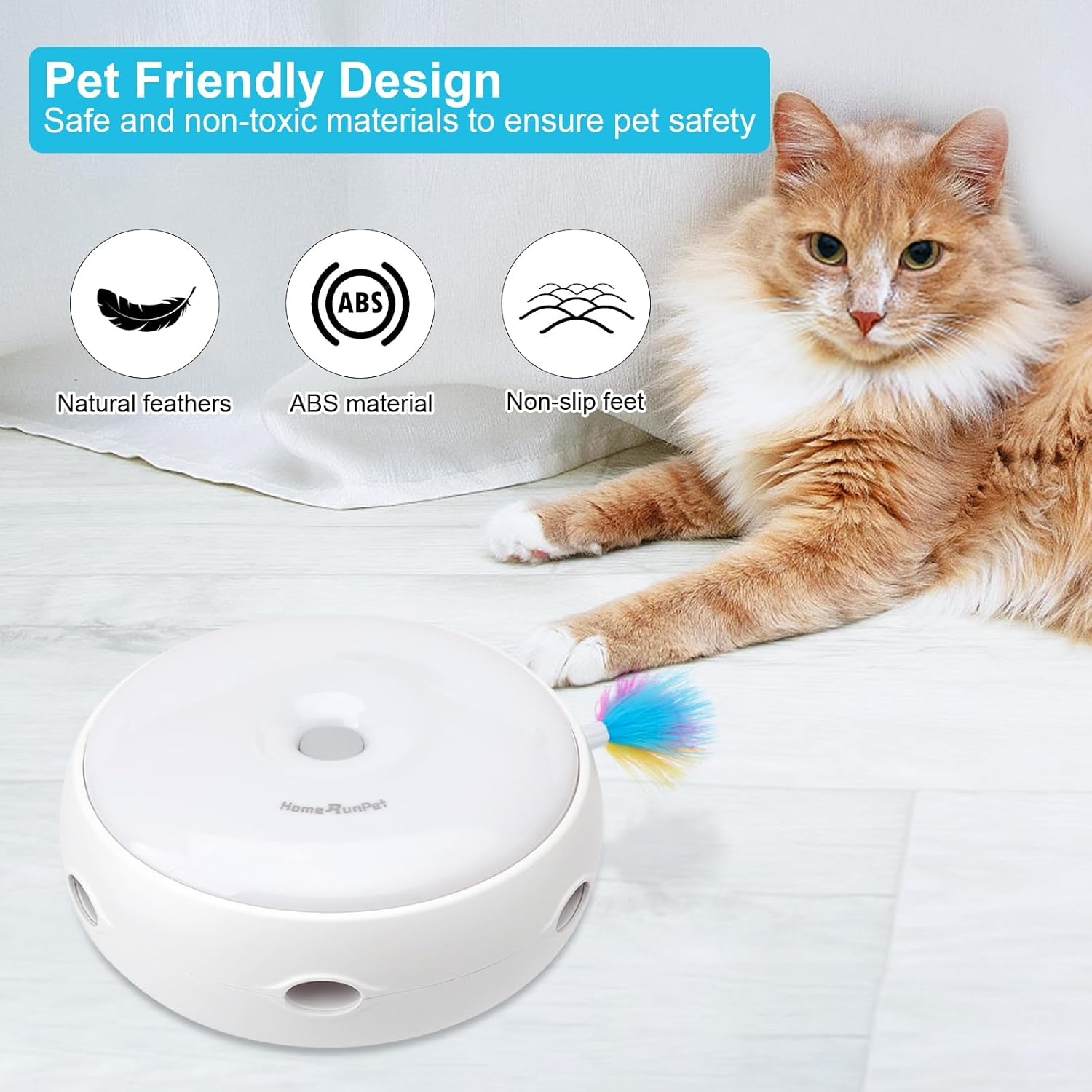 HENGBIRD Cat Toy Self-Employment, Intelligent Light, Interactive Cat Toy with Feathers, Mute Intelligent Teaser Toy image number 4