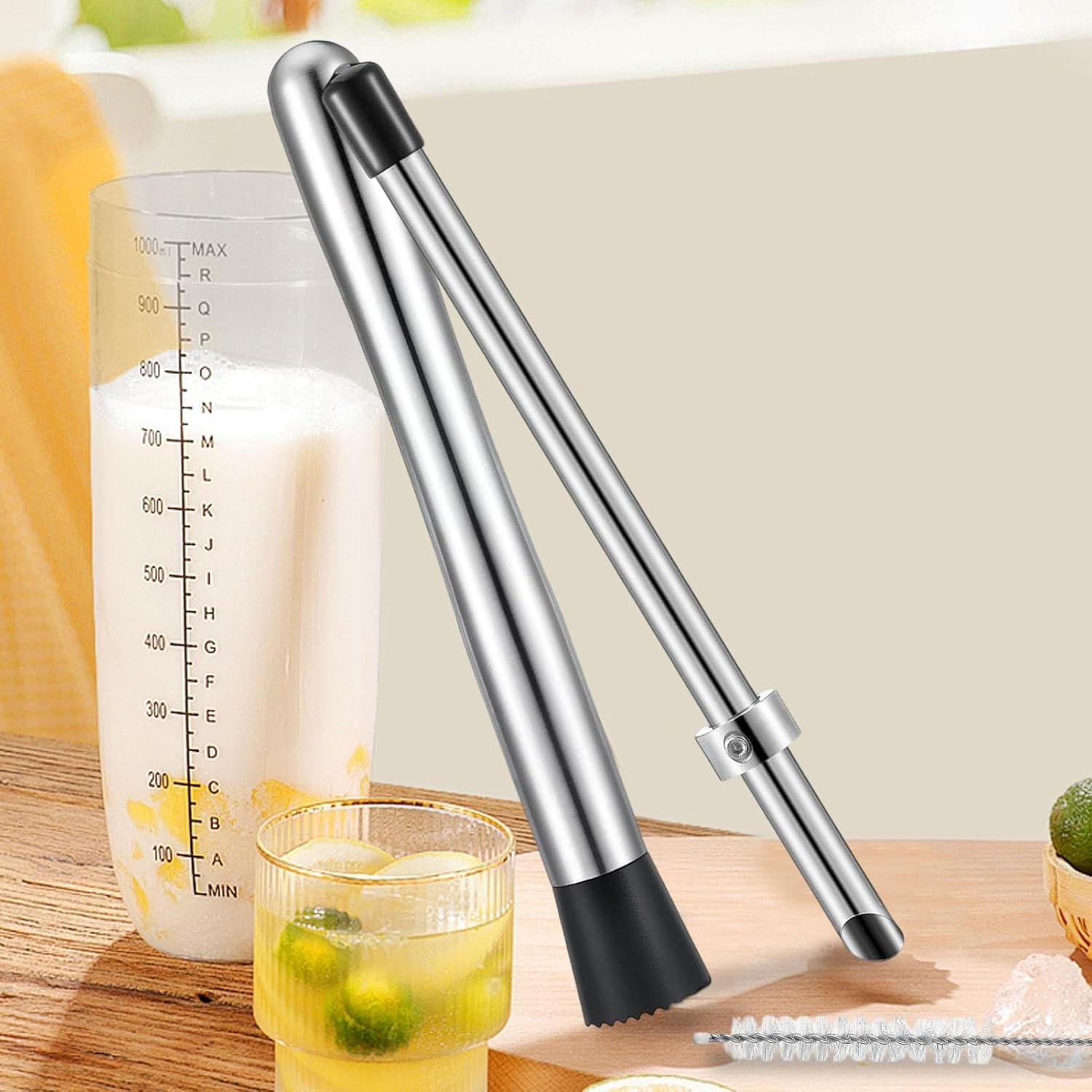 Ruhnjyg Lemonade Straw Puncher - Drinks Muddler Hole Puncher,Ergonomic Beverage Mixing Tool Drinks Making Supplies for Kitchen Picnic Home Barbecue Restaurant image number 2