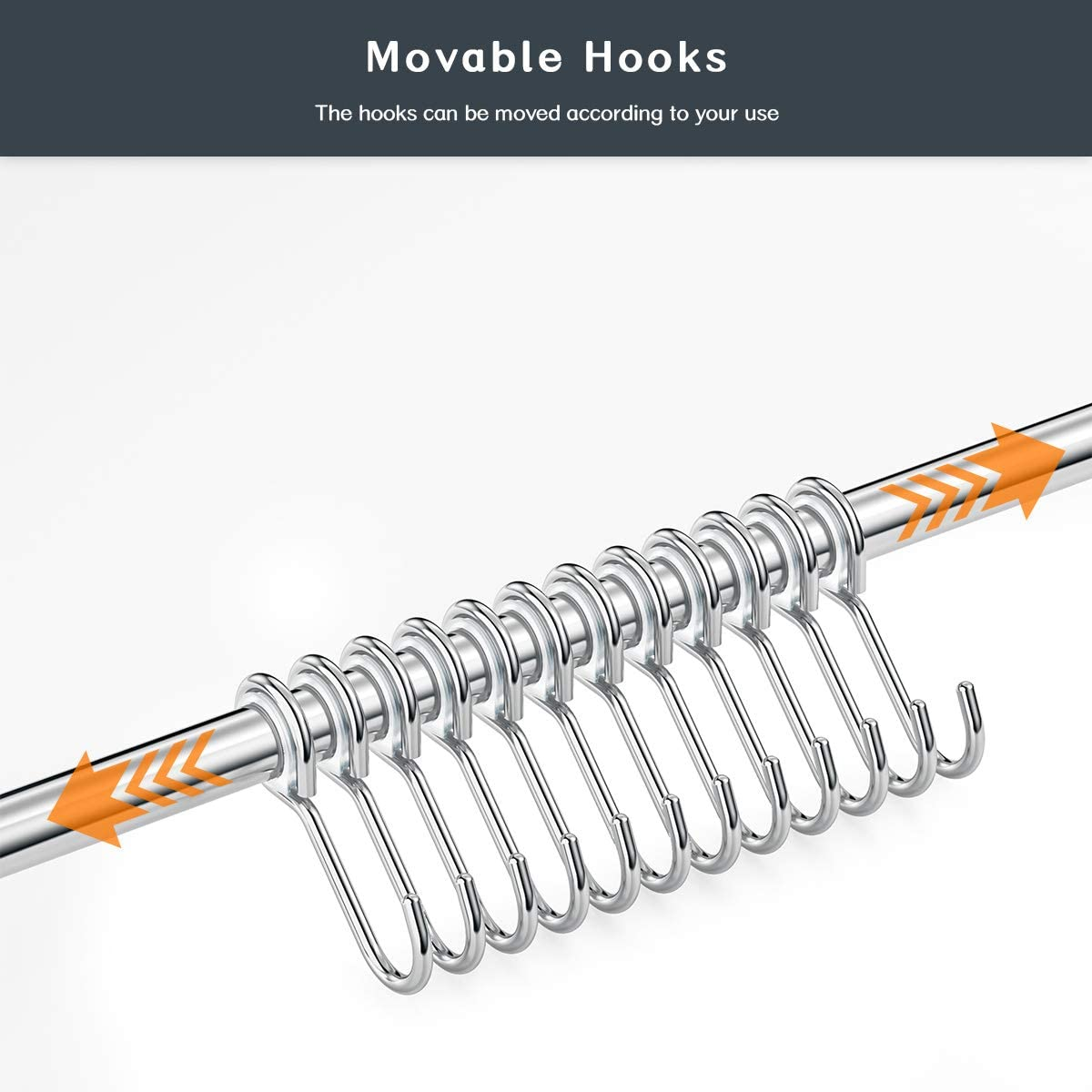 Booxihome Wall Mounted Utensil Rack, Stainless Steel Hanging Kitchen Rail with 12 Removable Hooks, Hanger Organizer for Utensil 50Cm(20") image number 1