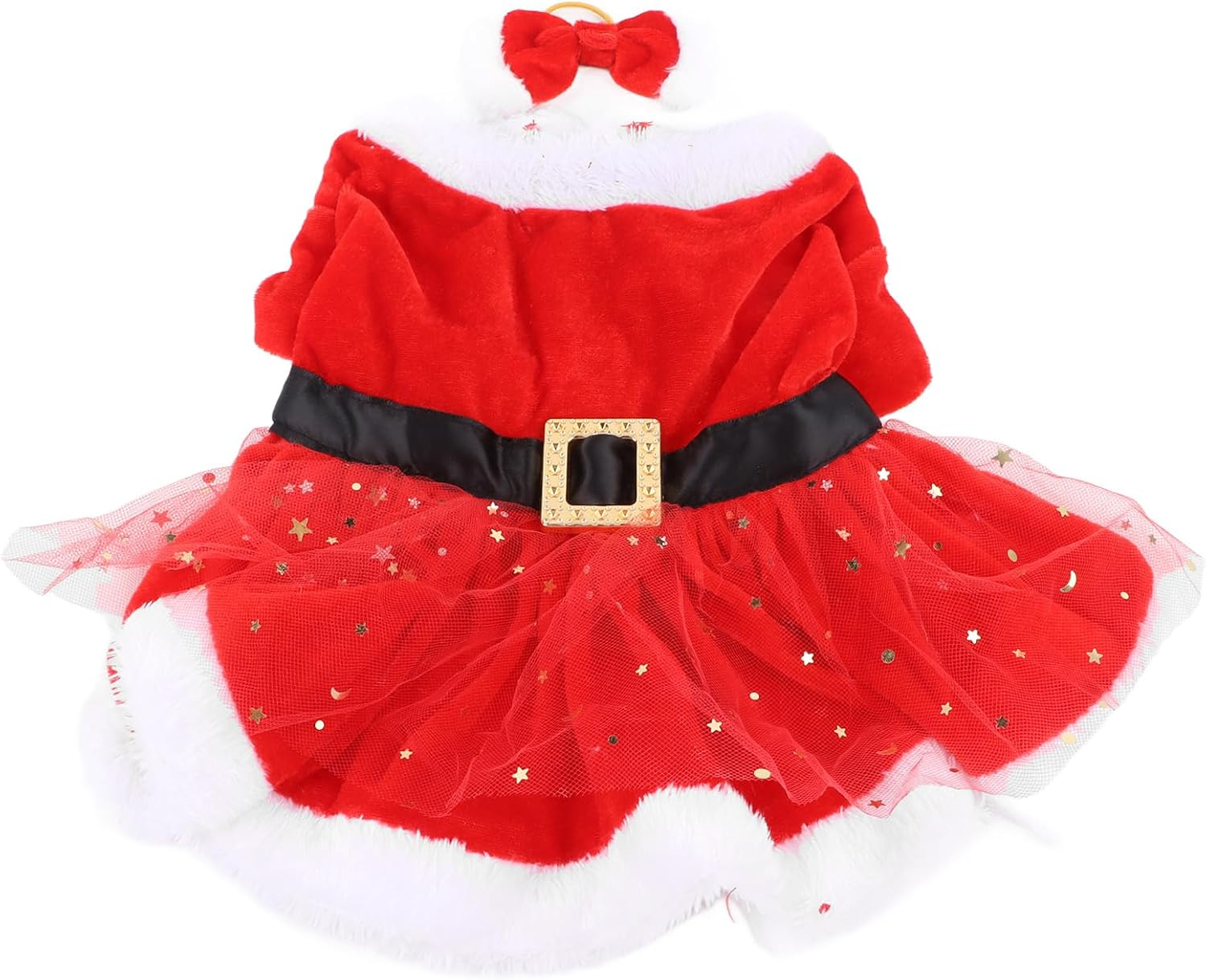 LJCM Christmas Dog Costume, Father Christmas Theme, Red, Medium Size, Pleuche Material, Festive Decorations, Comfortable Material image number 6