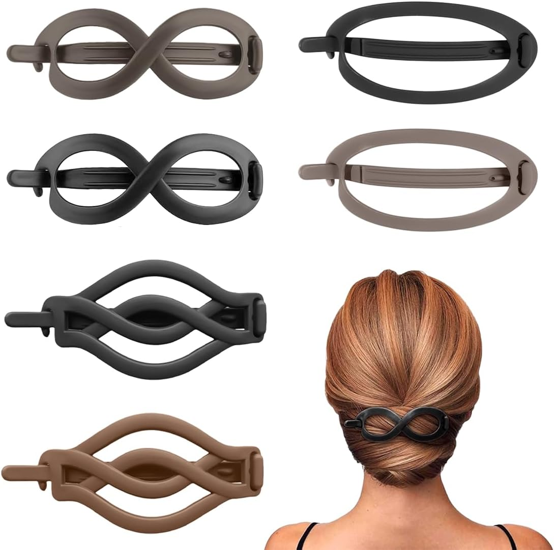 Pack of 6 Hair Clips for Women French Hair Clip Set Banana Clip Ellipse Hair Clips Non-Slip Hair Clips for Thin or Thick Hair Large Classic Vintage Matte Hair Clip for Women Girls image number 2