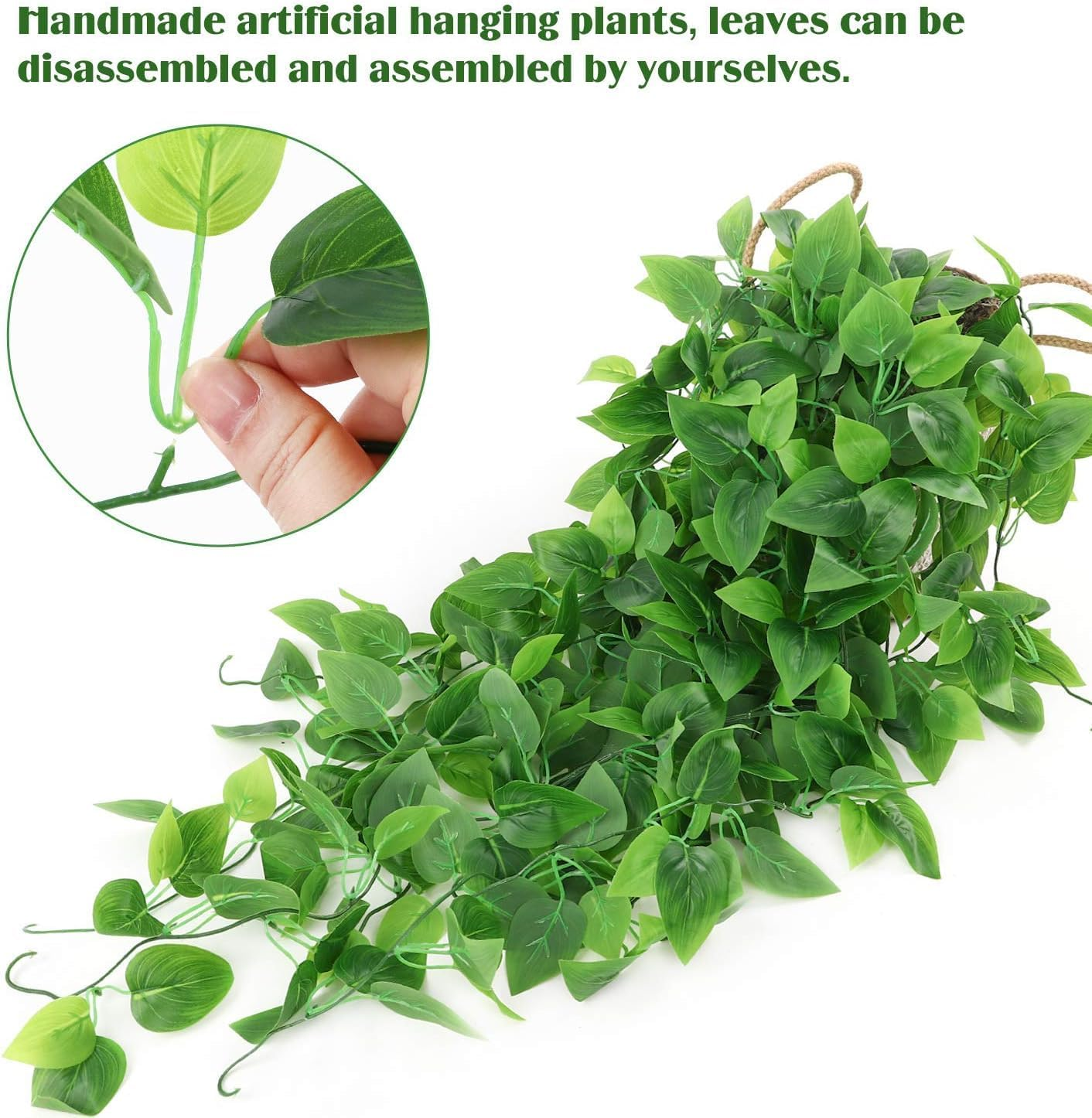 4Pcs Artificial Hanging Plants 3.6Ft Fake Ivy Vine Fake Ivy Leaves for Wall House Room Patio Indoor Outdoor Home Shelf Office Decor (No Baskets) image number 6