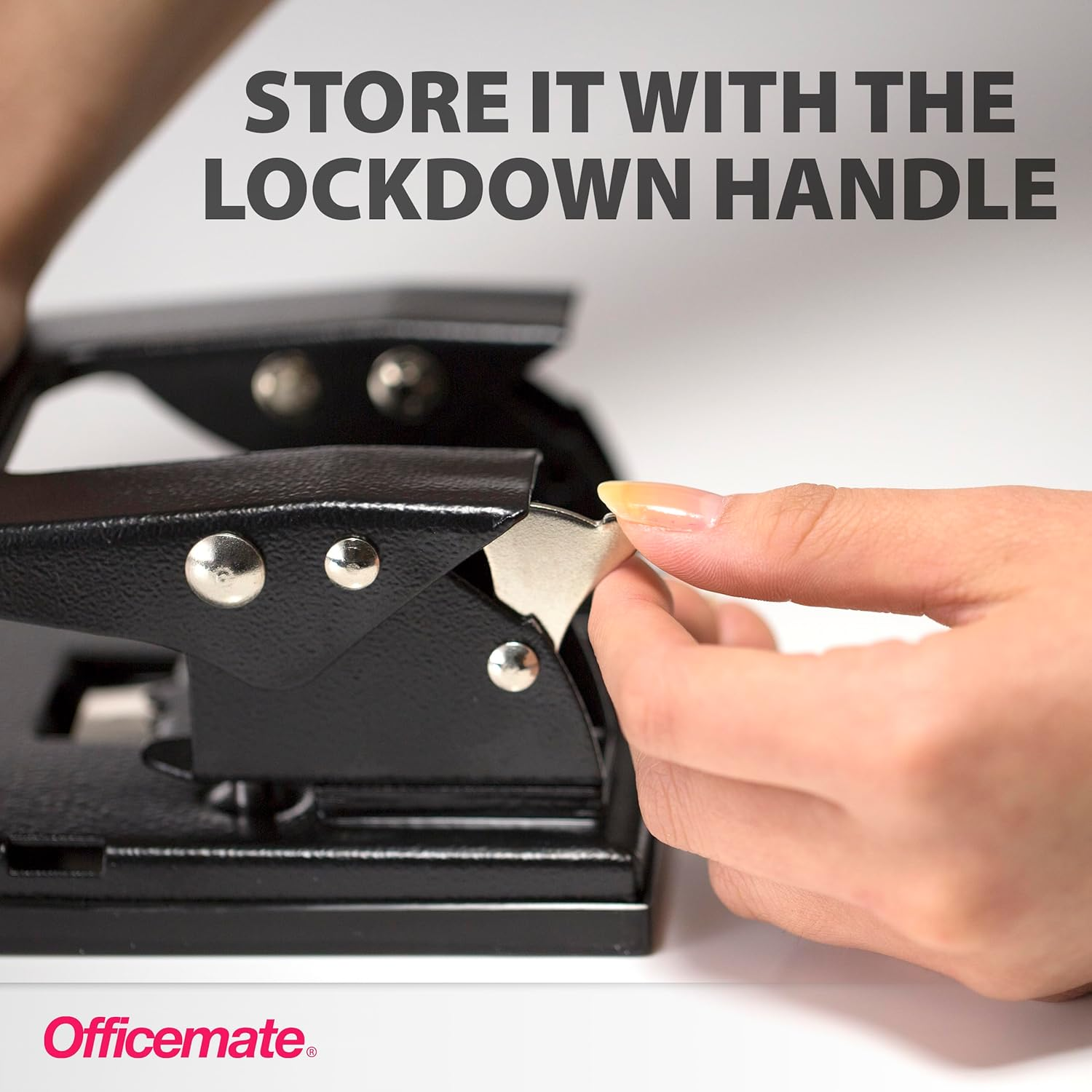 Officemate Heavy Duty 2-Hole Punch, Padded Handle, Black, 50-Sheet Capacity (90082) image number 1